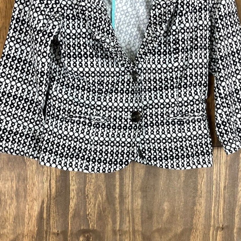 Vintage CAbi Blazer Womens White Black Du Jour Circles Button 4 Stretch Jacket/Coat All Seasons Workwear Formal Casual Men/Women Size S / US 4 / IT 40 - 3 Thumbnail