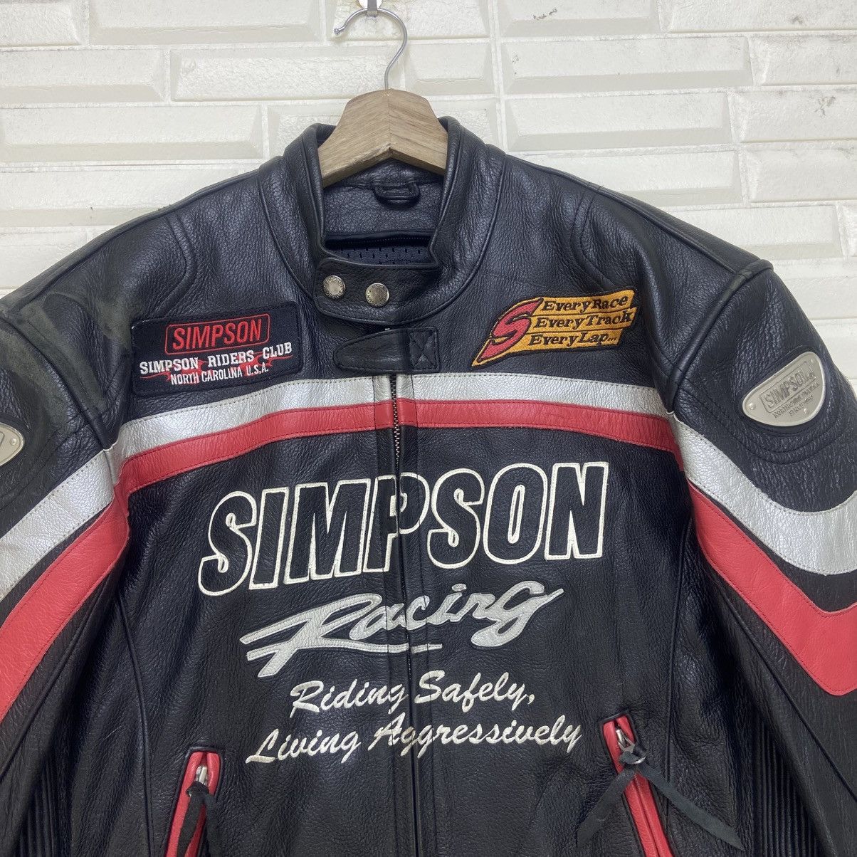 Other Simpson Racing North Carolina U.S.A Leather Biker Jacket Size US S / EU 44-46 / 1 - 5 Thumbnail