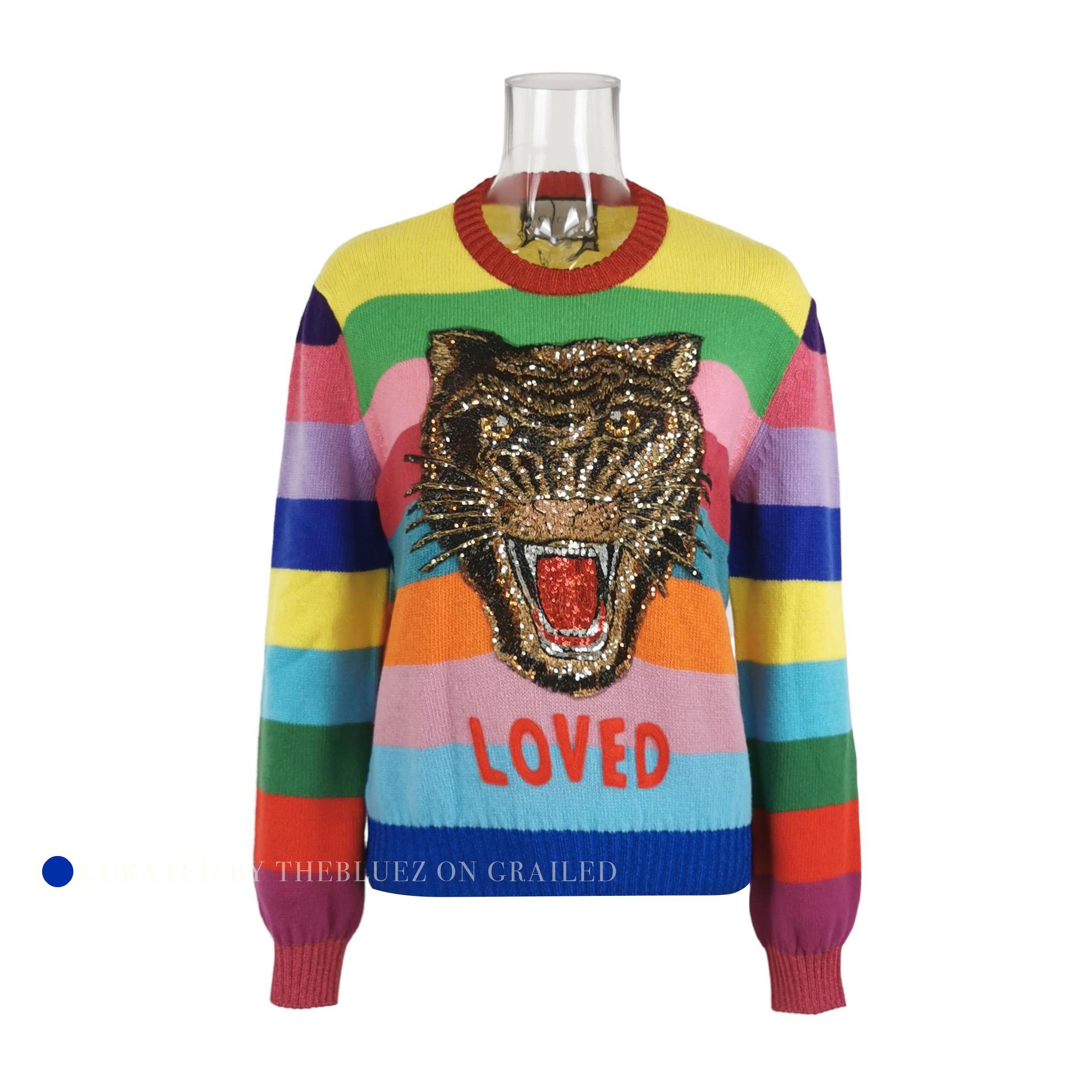 Gucci Colorful Sequin Tiger Stripe Sweater Size US M / EU 48-50 / 2 - 1 Thumbnail
