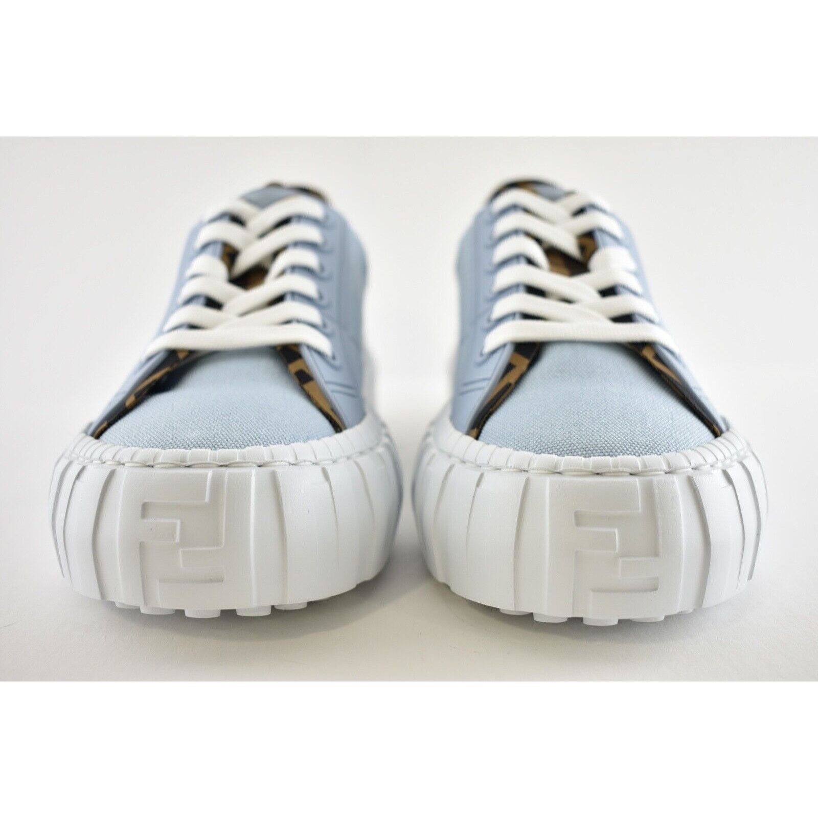 Fendi Fendi Force Blue Canvas White Platform Low Top Sneaker 35.5 Size US 5.5 / IT 35.5 - 5 Thumbnail