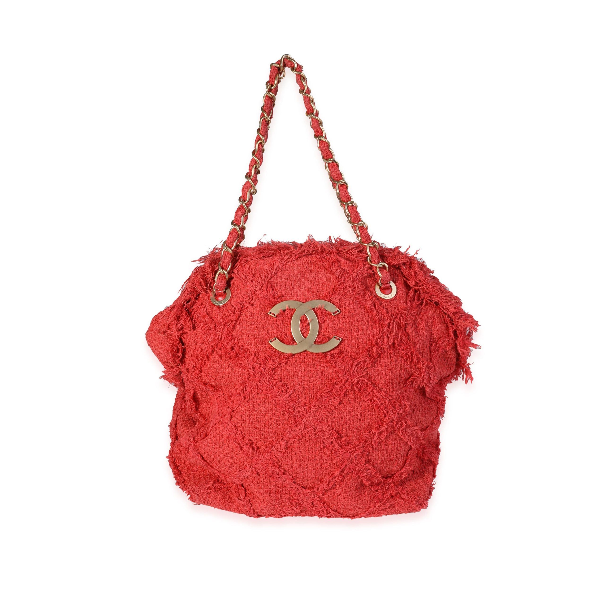 Chanel Red Tweed Nature CC Tote