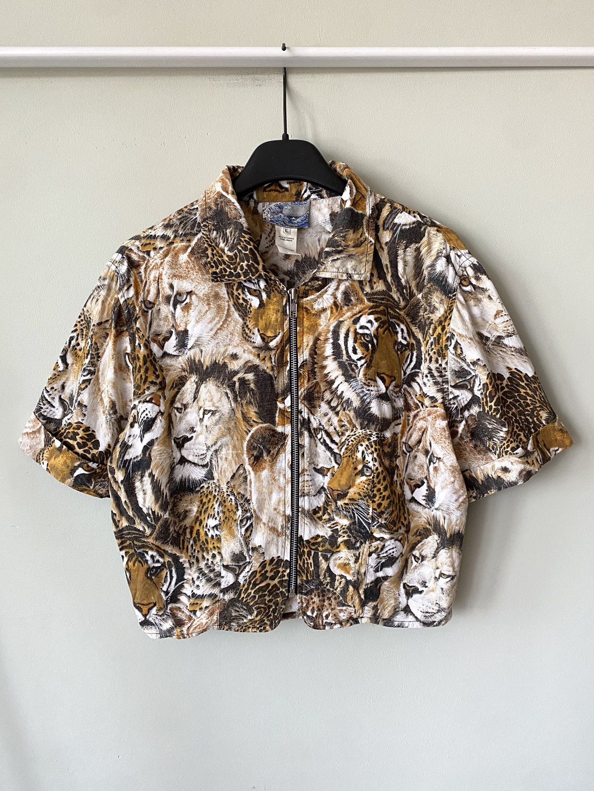 Kenzo Vintage Kenzo Jeans Wave tiger fullprint zip runway shirt Size L / US 10 / IT 46 - 1 Thumbnail