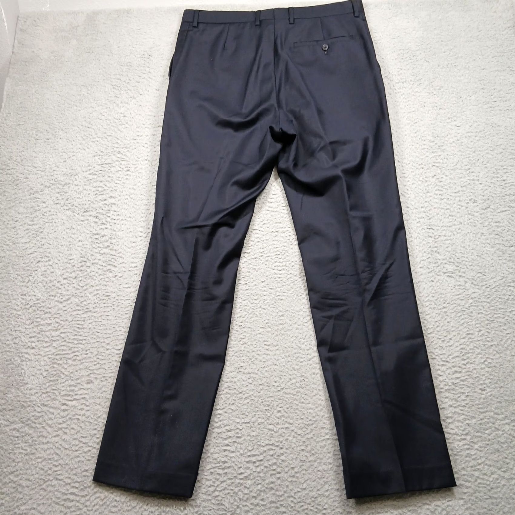 Vintage T.M.Lewin Dress Pants 34R Navy Pure New Wool Tailored Fit London Size US 34 / EU 50 - 3 Thumbnail