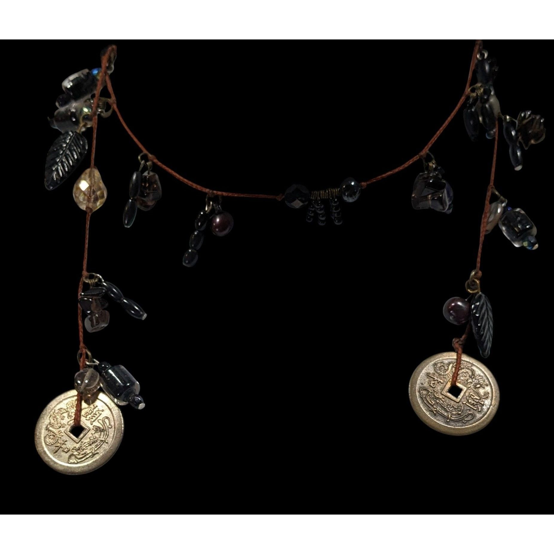 Handmade Handmade Glass Charm Wrap Necklace With Vintage Coin Accents Size ONE SIZE - 5 Thumbnail