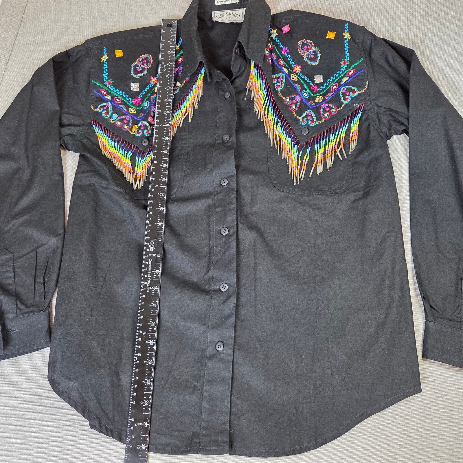 Vintage Side Saddle 1993 Beaded Western Fringe Shirt Size M / US 6-8 / IT 42-44 - 14 Thumbnail