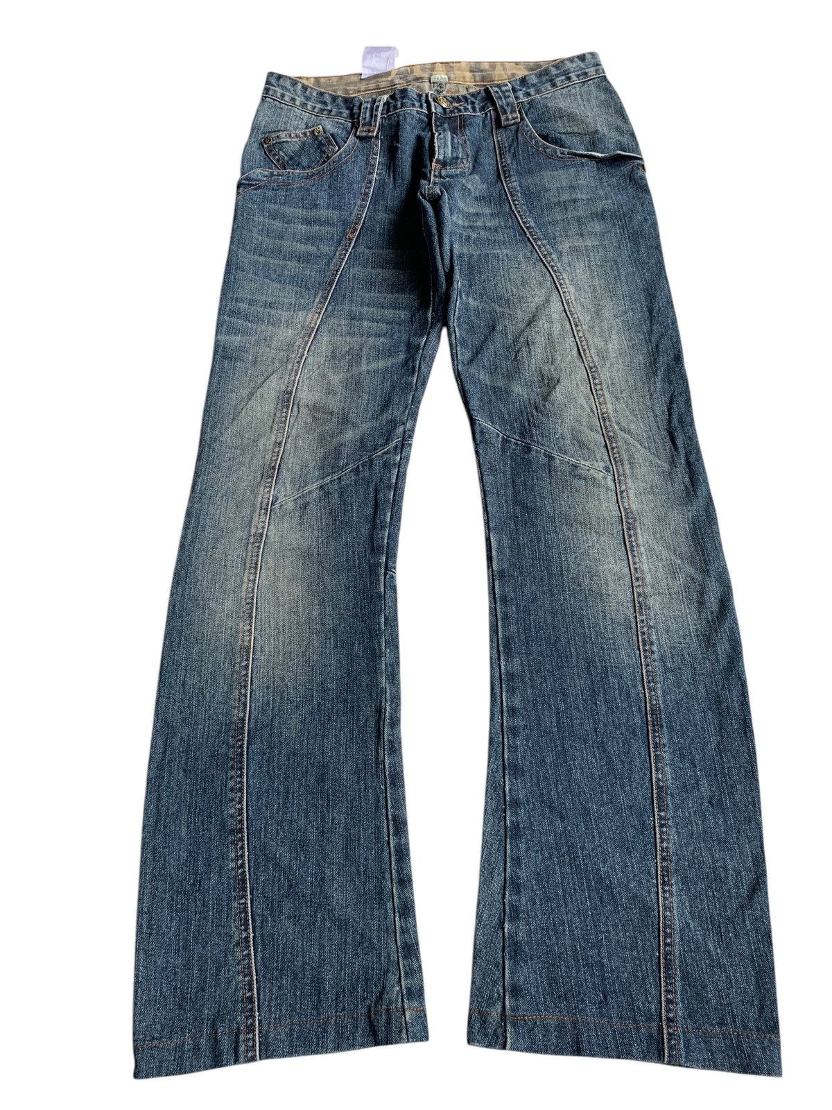 Tornado Mart FLARE💥 CROWN J JAPANESE PUNK STYLE DISTRESSED DENIM Size US 31 - 1 Thumbnail