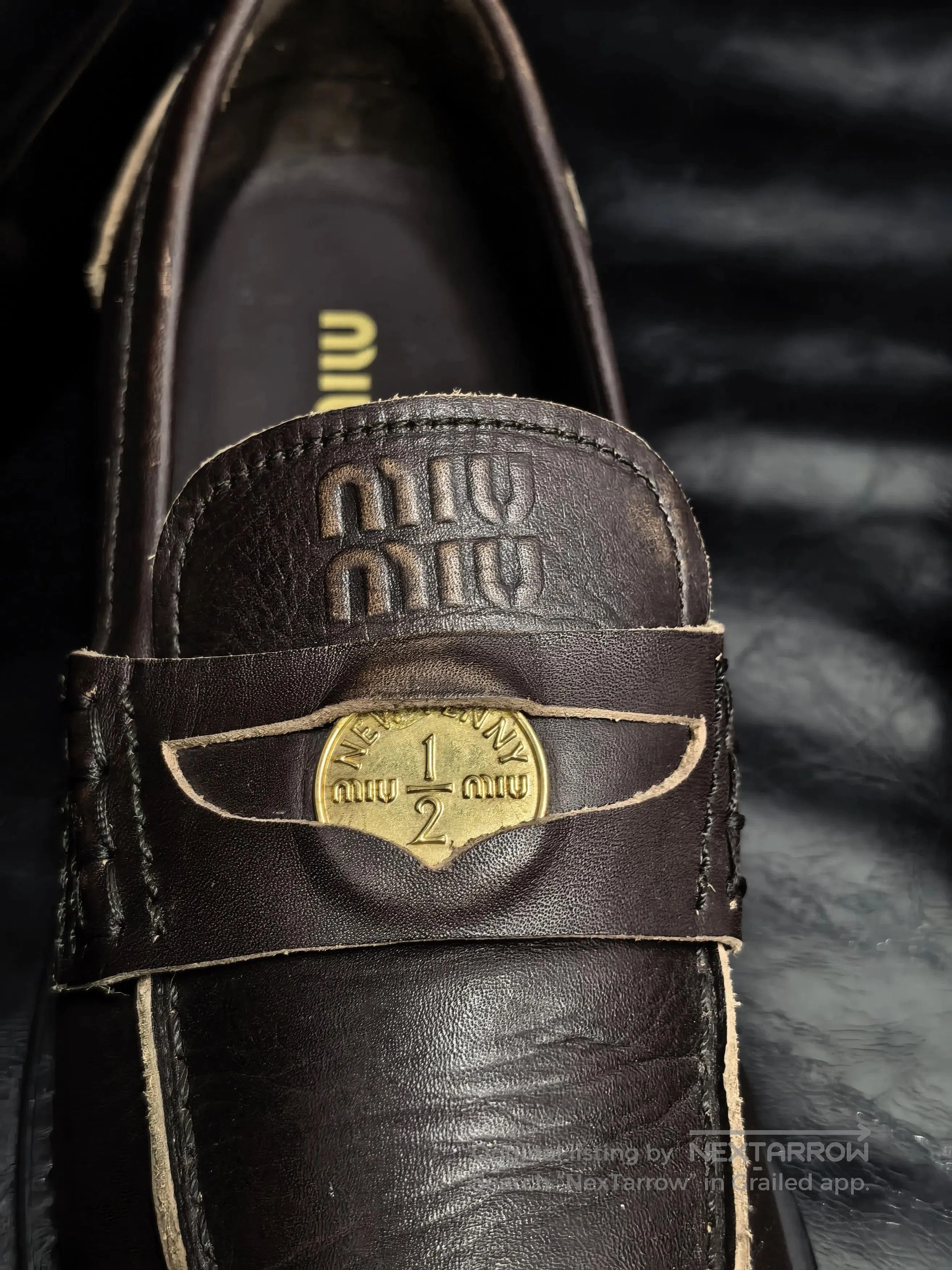Miu Miu MiuMiu Brown Leather Gold Coin Loafers. Size US 5.5 / IT 35.5 - 6 Thumbnail