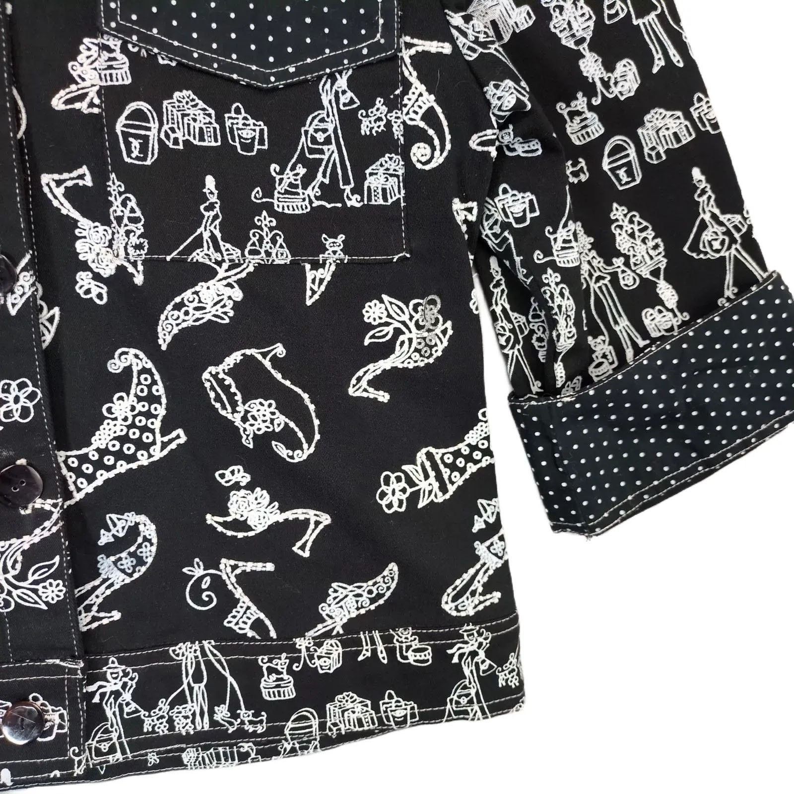 Vintage Faith Women's S Beaded Embellished Artsy Print Jacket Size S / US 4 / IT 40 - 7 Thumbnail