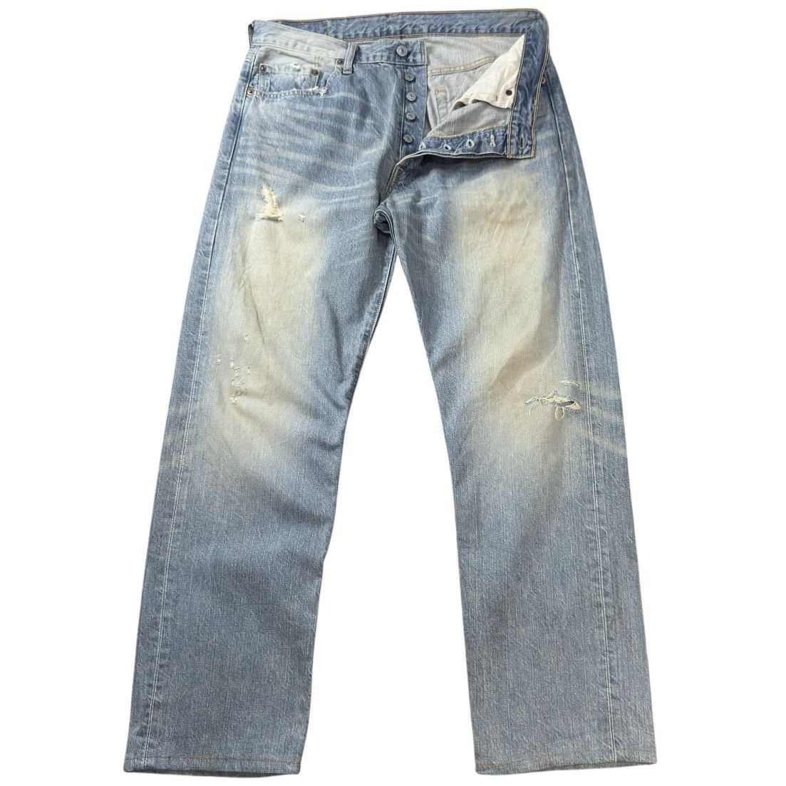 Engineered Garments × Levi's Vintage Y2K Levis 501 Wideleg Heavy Faded Washed Denim Jeans Size US 33 - 1 Thumbnail