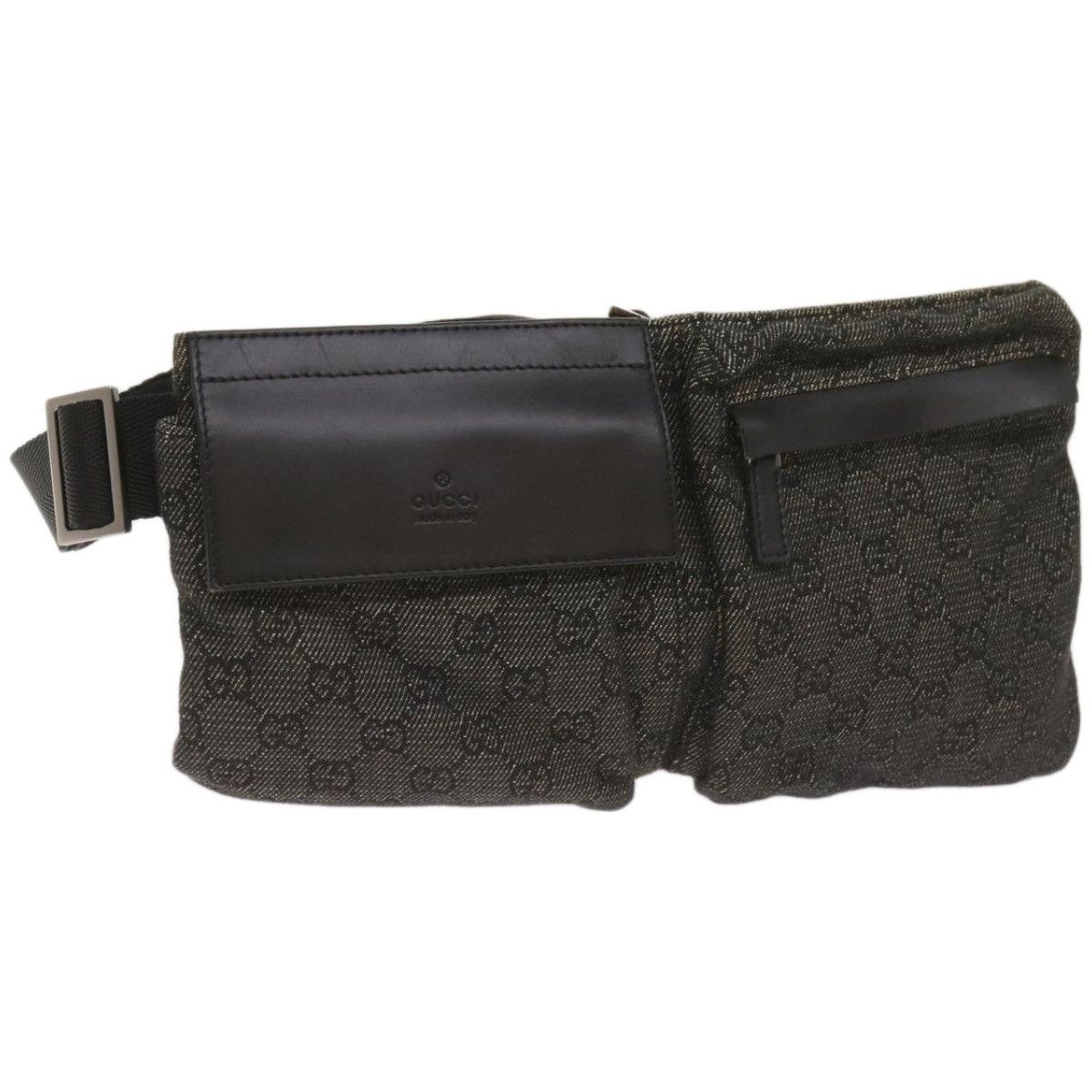 image of Gucci GG Canvas Waist Bag Black 28566 Auth 66840, Women's