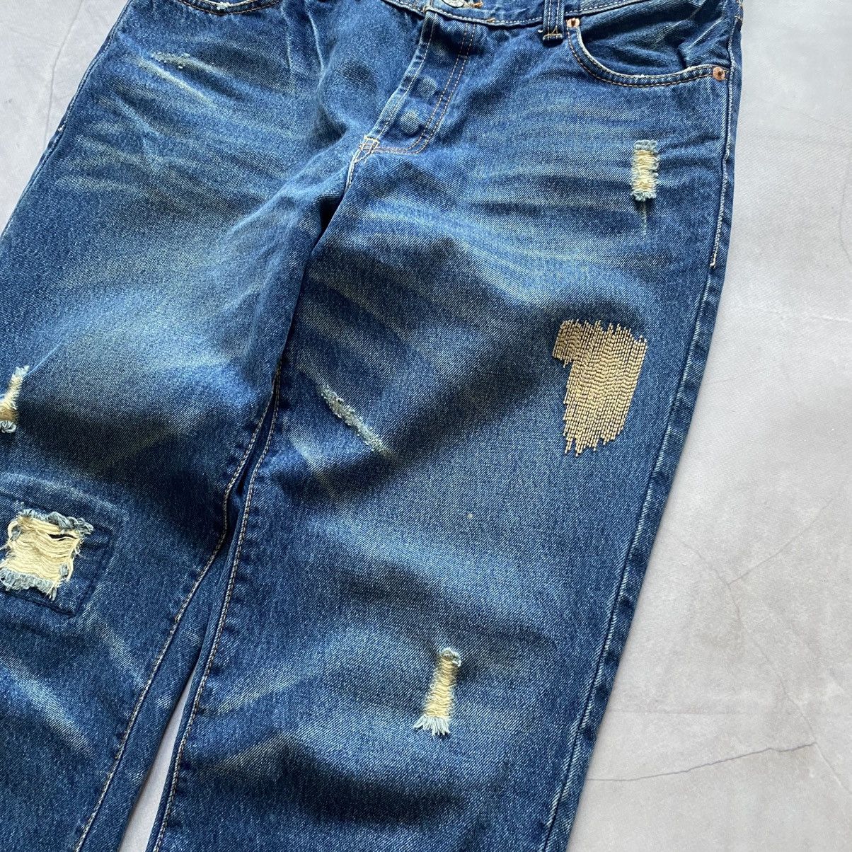 Levi's Archive Japan Levi’s 501 Distressed Sashiko Vibe Jeans Y2K Size US 34 / EU 50 - 4 Thumbnail