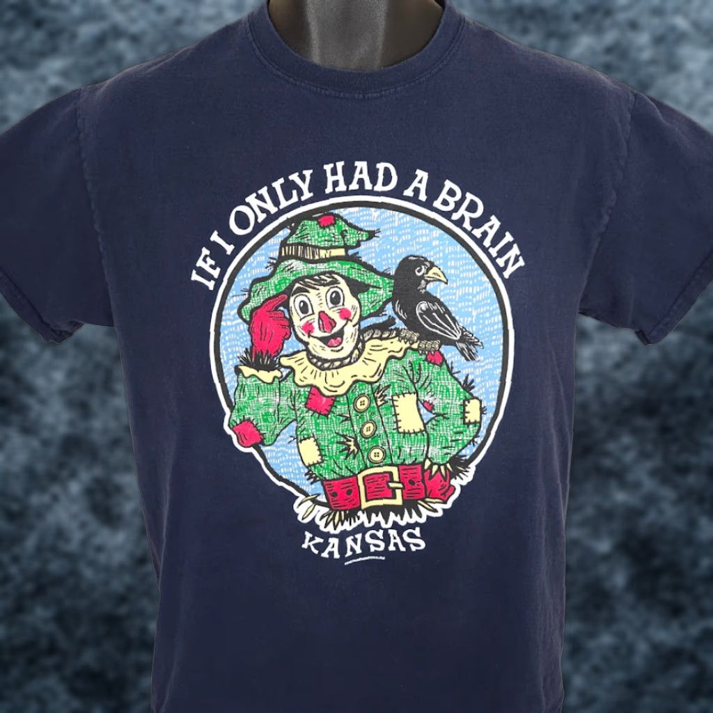 Gildan VINTAGE Kansas T Shirt Mens Size Medium Blue If I Only Had a Brain Scarecrow Wizard Oz Size US M / EU 48-50 / 2 - 1 Thumbnail