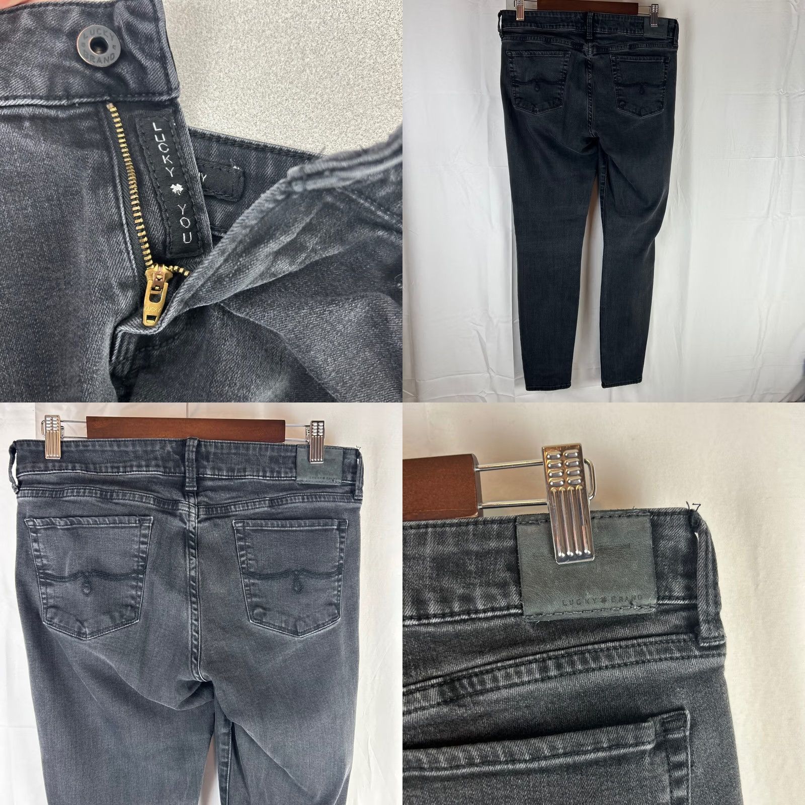 Lucky Brand Lucky Brand Lolita Skinny Jeans Women 10 Black Wash Denim 31x30 Slim Stretch Pockets Zip Button Cotton Polyester Spandex Size 32" / US 10 / IT 46 - 8 Thumbnail
