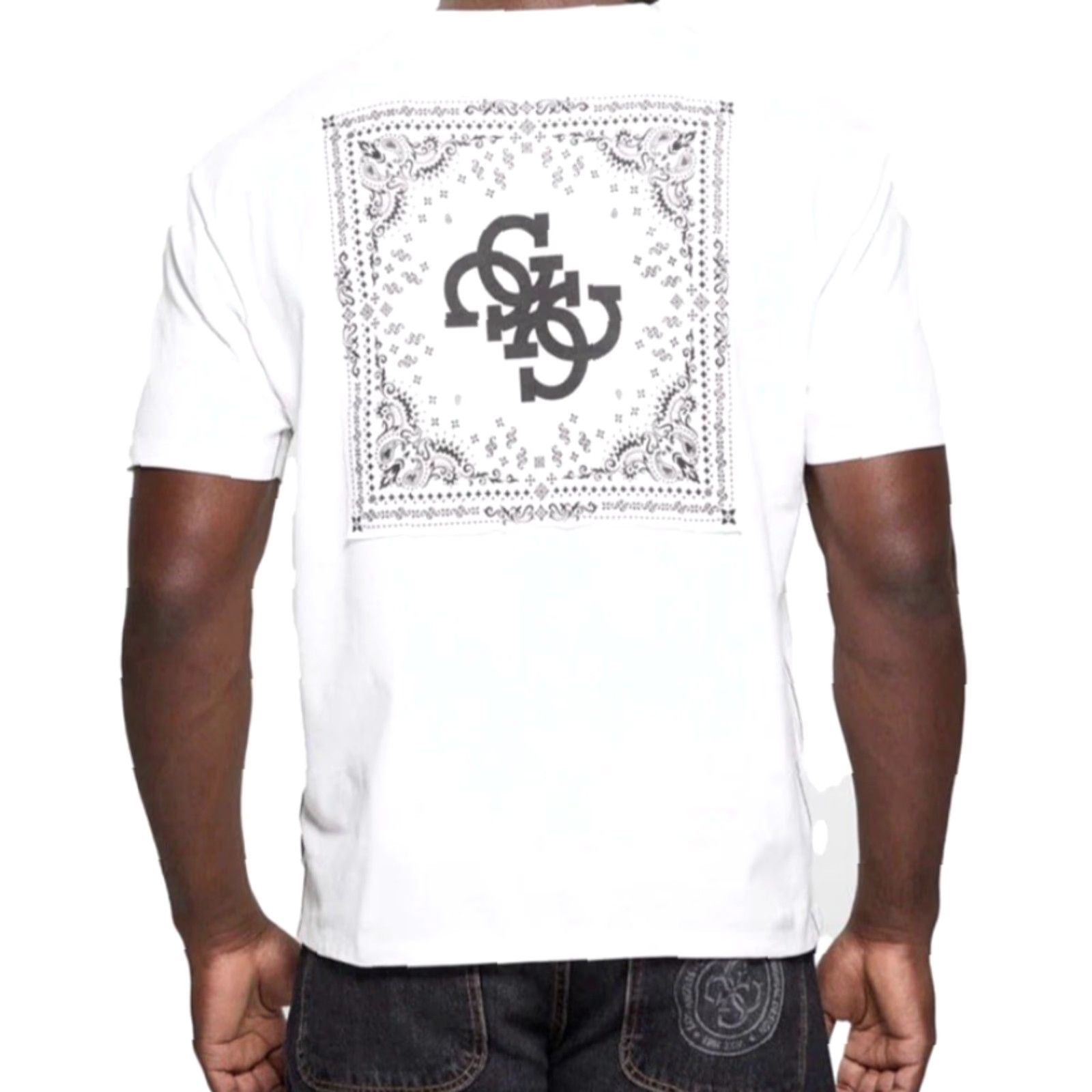 Guess Guess Shirt Mens XXL White/Black NWT Eco Bandana Applique T-Shirt Colorful 2XL Spring Summer Fashion Size US XXL / EU 58 / 5 - 2 Thumbnail