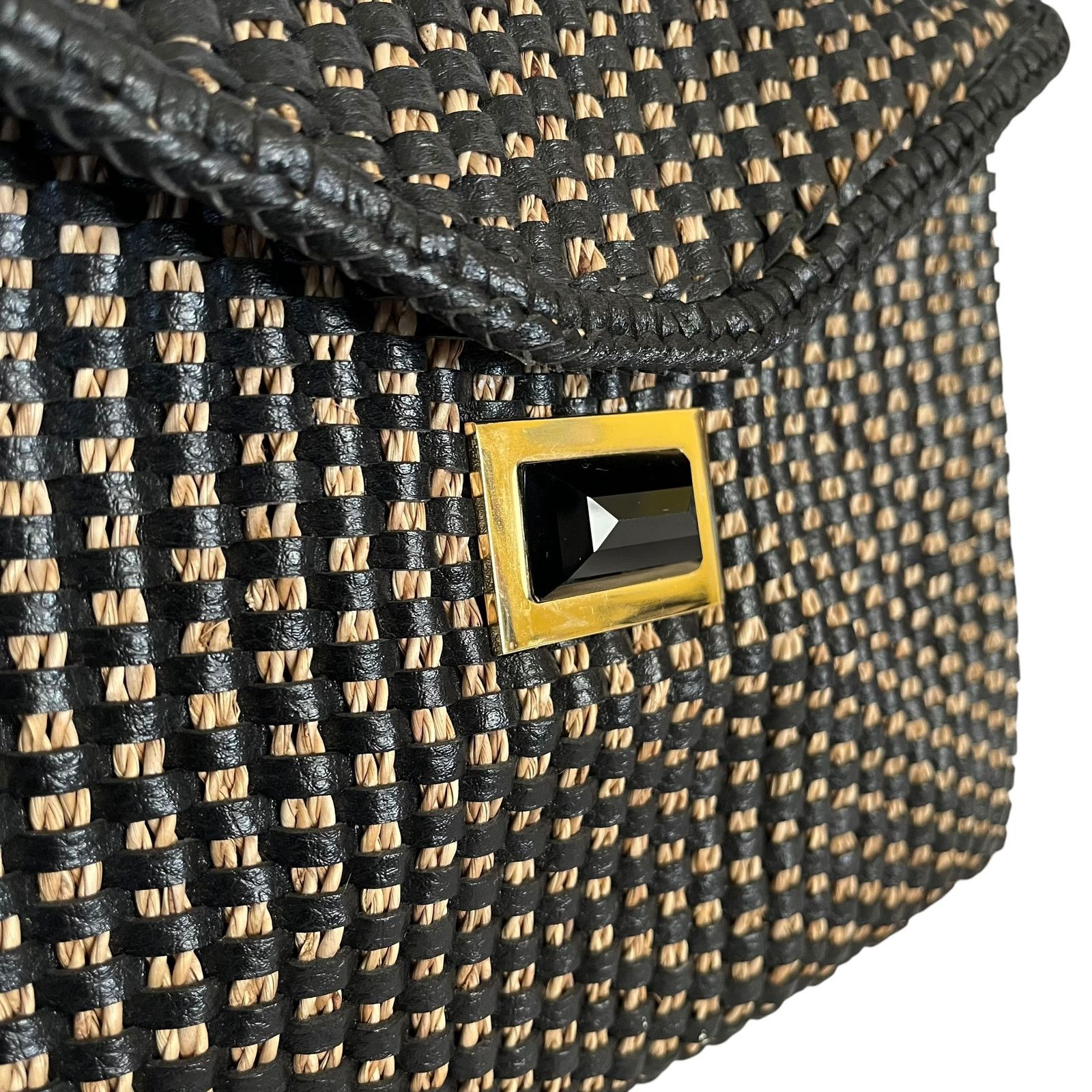 Other Kara Ross NY Woven Straw Black Leather Onyx Envelope Clutch Size ONE SIZE - 9 Thumbnail