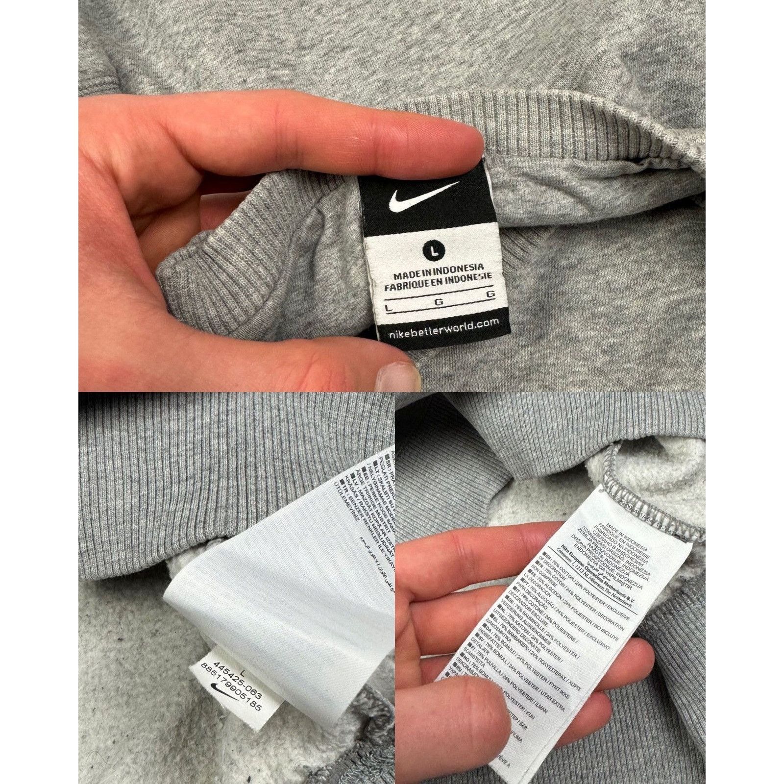 Nike Nike Sportswear Club Fleece Men's Gray Cotton Sweatshirt L Size US L / EU 52-54 / 3 - 3 Thumbnail