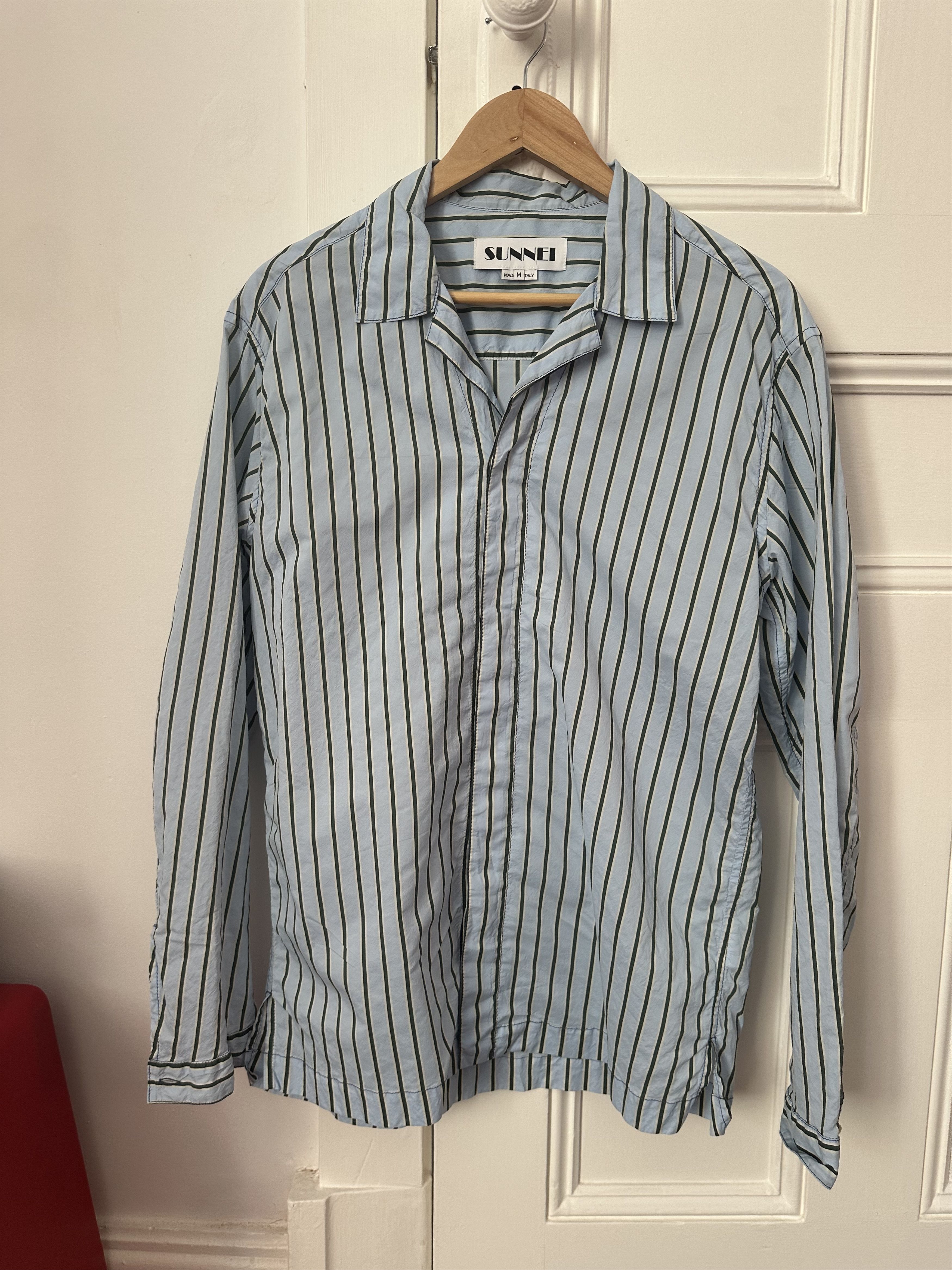 Sunnei Sunnei Regular Shirt / Green & Blue Stripes Size US M / EU 48-50 / 2 - 3 Thumbnail