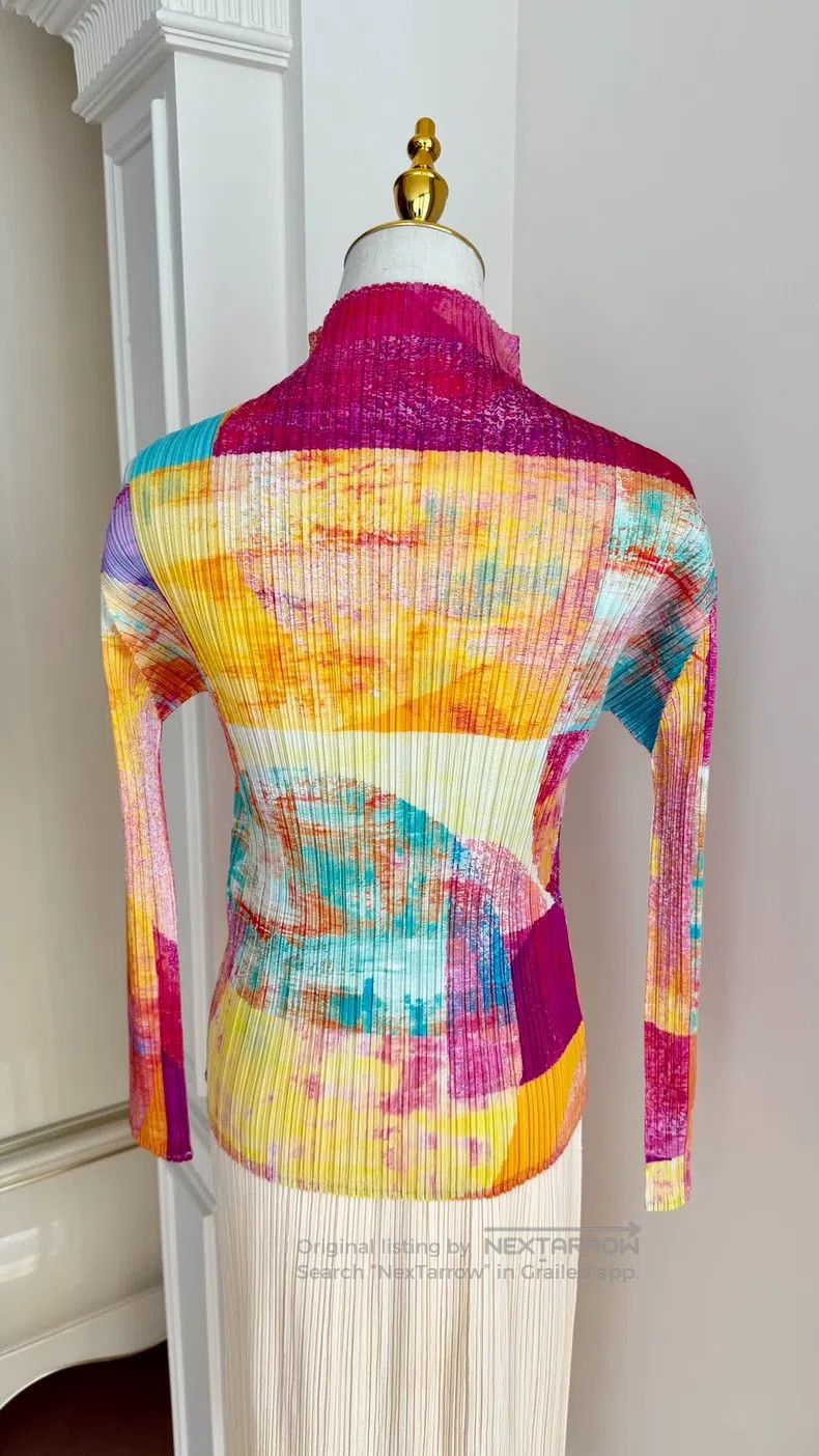 Issey Miyake Issey Miyake Oil Painting Half Turtleneck Top Pink Color-b Size L / US 10 / IT 46 - 3 Thumbnail