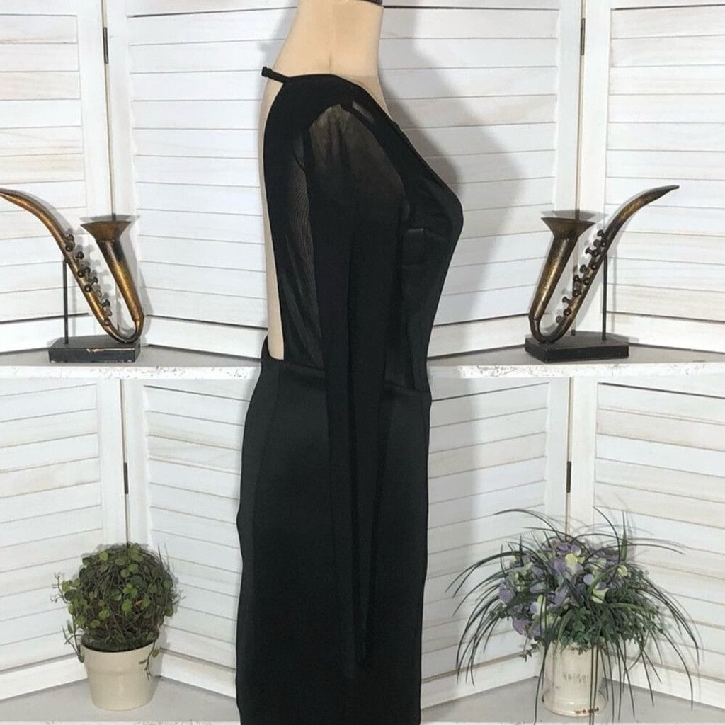 Vintage Mini Dress Backless Bodycon Sheer Mesh Cut Out Black sz M Size L / US 10 / IT 46 - 12 Thumbnail