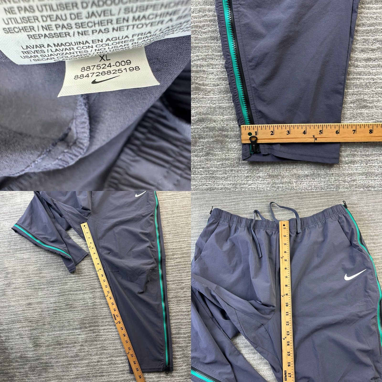 Nike VINTAGE Nike Court Pants Mens XL Blue Sweatpants Tapered Warmup Tennis Side Zip Adjustable Waist Pockets Regular Fit University Theme Mens Size US 36 / EU 52 - 8 Thumbnail