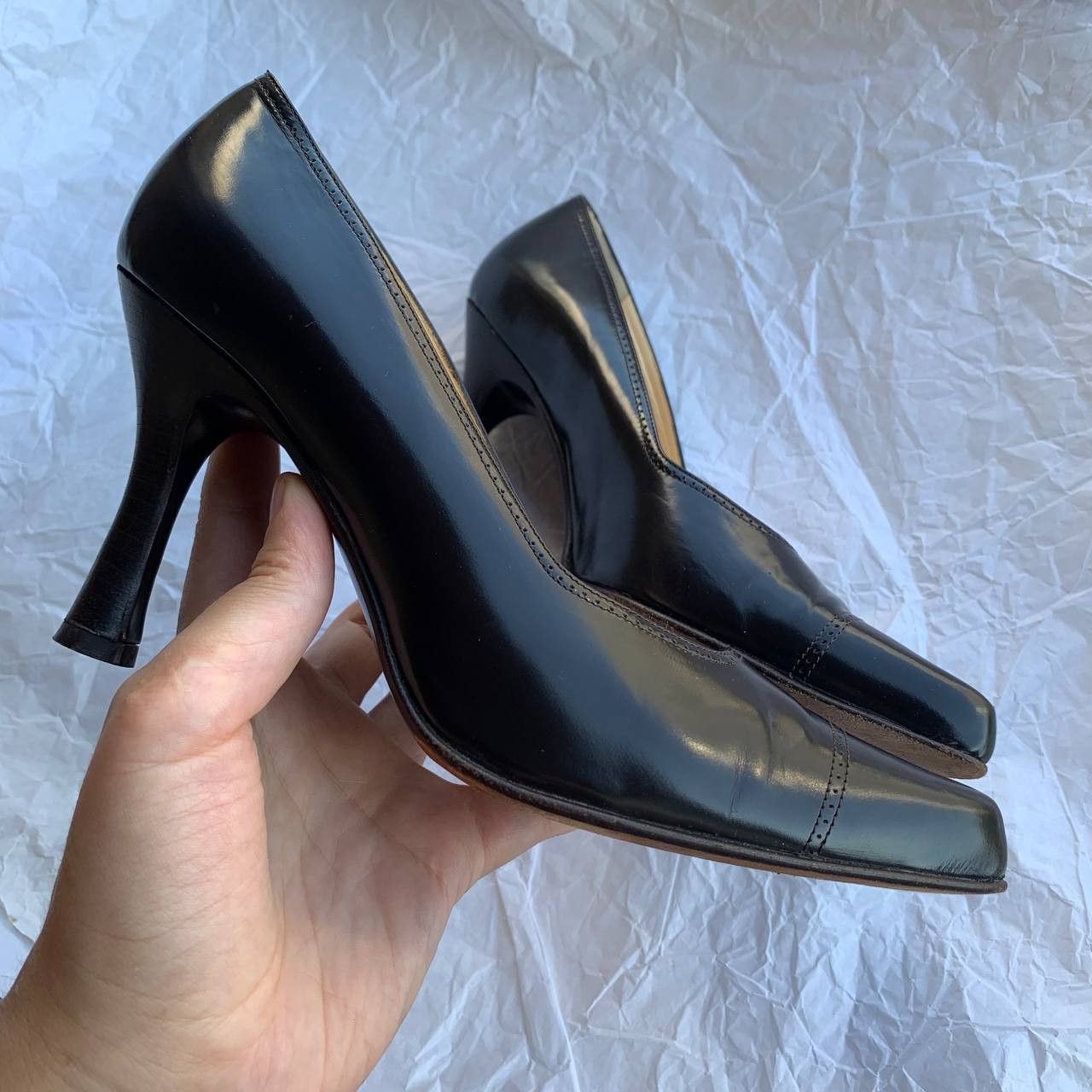 Vintage Vicini vintage dark-brown pumps with pointed toe Size US 6.5 / IT 36.5 - 11 Thumbnail