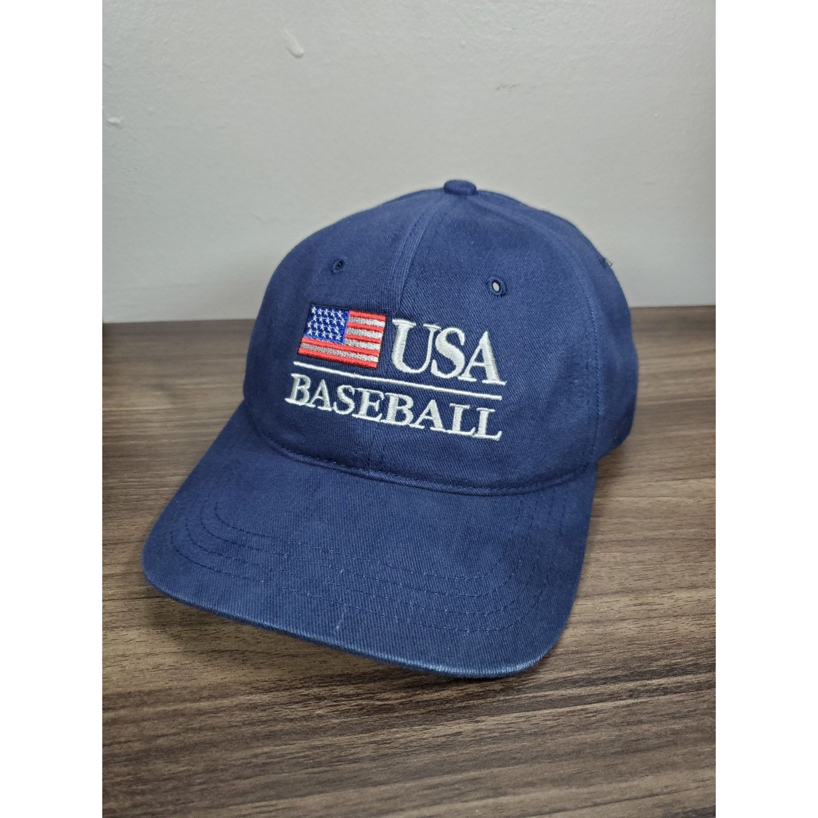 MLB × Vintage USA Baseball Hat Navy Blue Cap United States World Baseball Size ONE SIZE - 1 Thumbnail