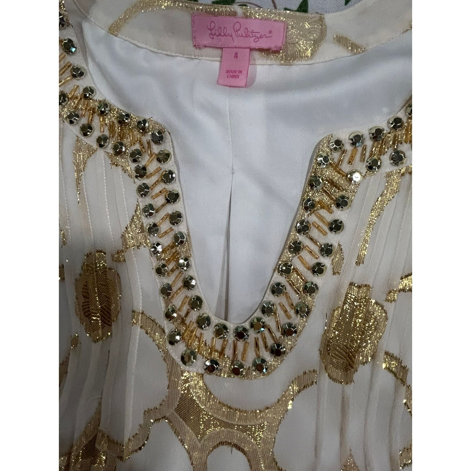 Lilly Pulitzer Colby Shift Dress Gold Floral- SIZE 4