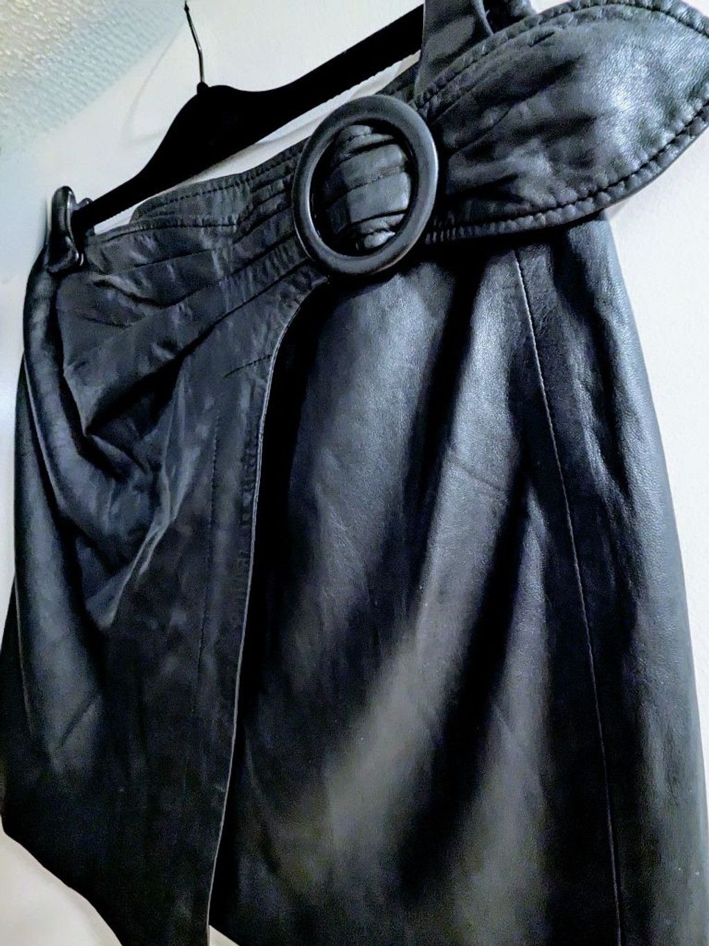 Joie Joie Black Leather Wrap Skirt Size 10 Size 32" / US 10 / IT 46 - 3 Thumbnail