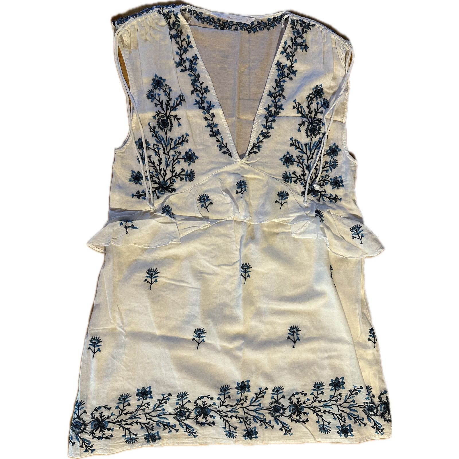 sachin and babi light blue dress Zara Zara White Floral Botanical Print Kimono Coverup Dress