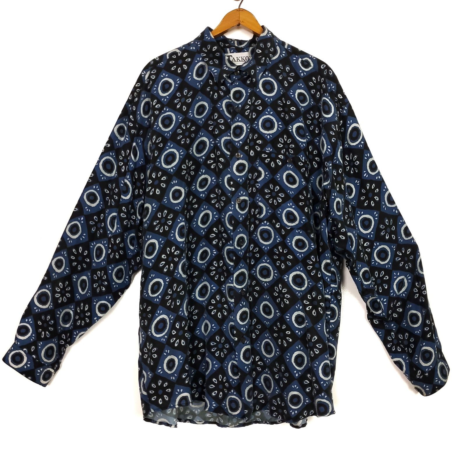 Other Vintage Takko Silk Button Down Blue Patterned L Size US L / EU 52-54 / 3 - 1 Thumbnail