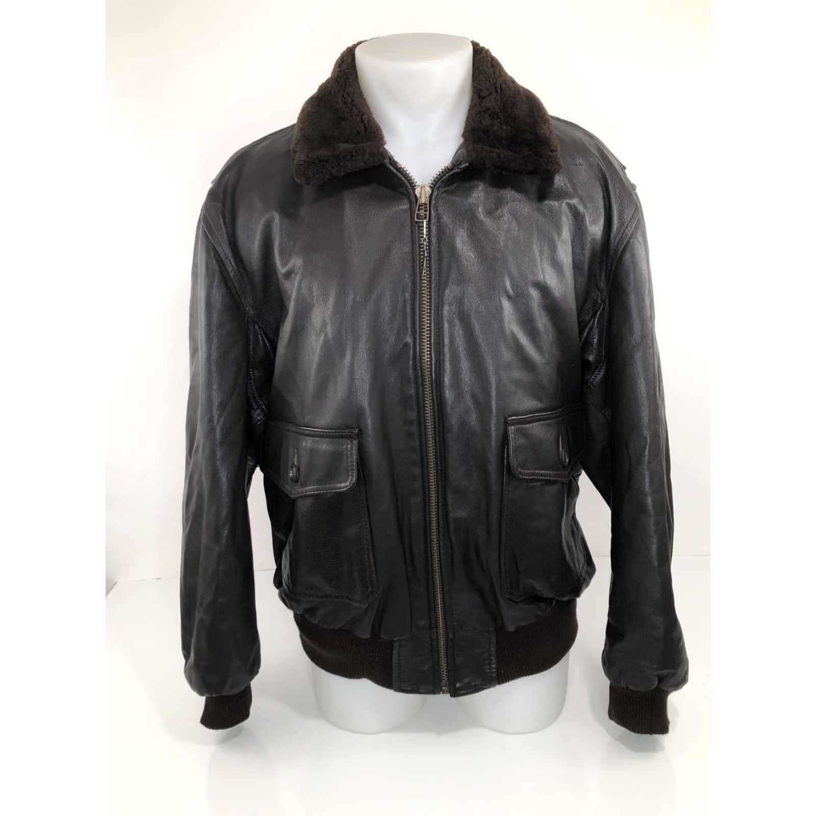 Vintage Cabela's Leather Bomber Jacket XL Brown Insulated Thinsulate Faux Fur Collar Men Size US XL / EU 56 / 4 - 2 Thumbnail