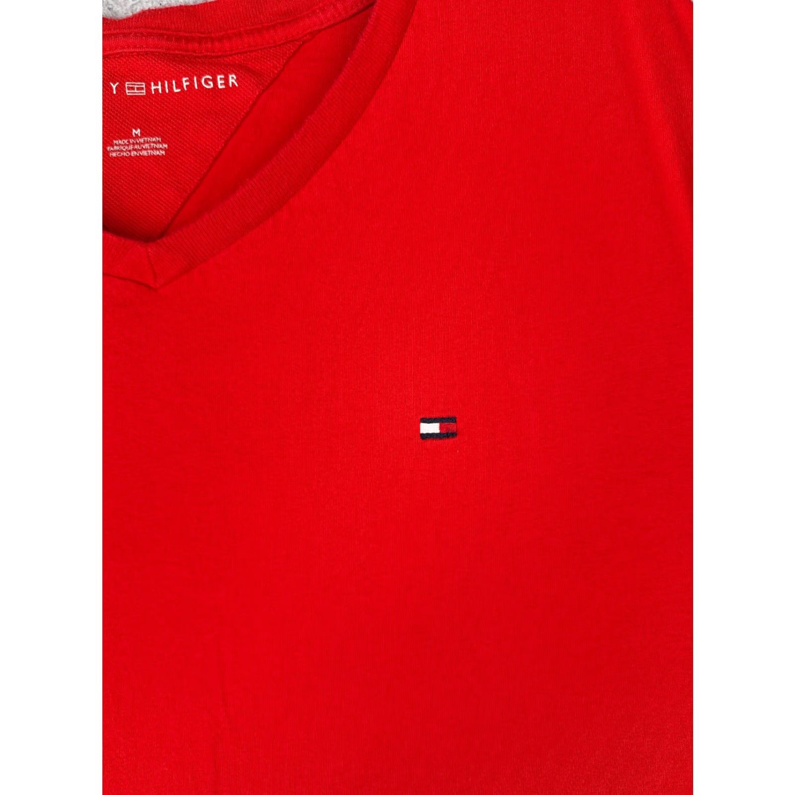 Tommy Hilfiger Tommy Hilfiger Shirt Adult Medium Red V-Neck 100% Cotton Short Sleeve Logo Size M / US 6-8 / IT 42-44 - 6 Thumbnail