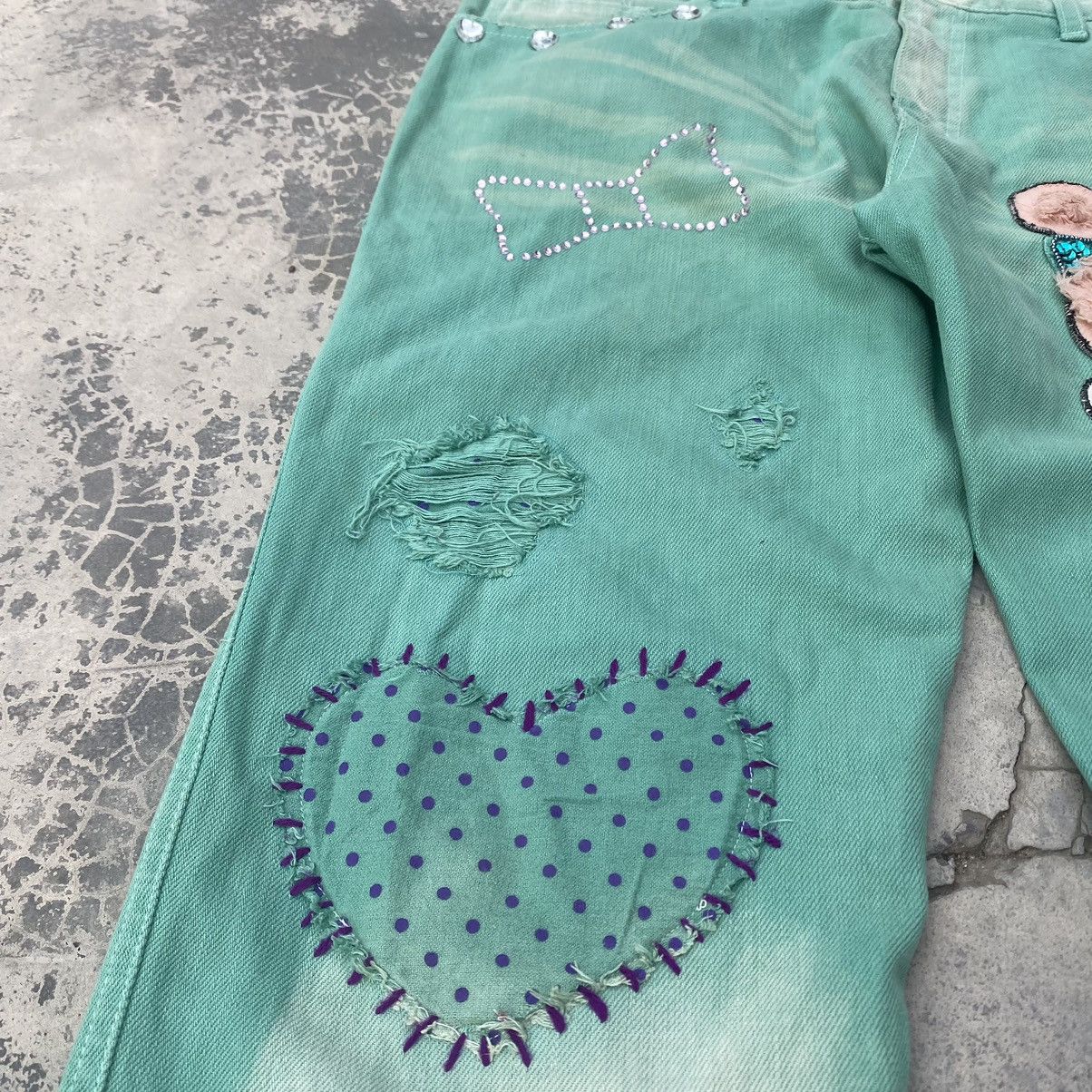 Hysteric Glamour × Japanese Brand CANDY STRIPPER Distressed Jeans Size 32" / US 10 / IT 46 - 4 Thumbnail
