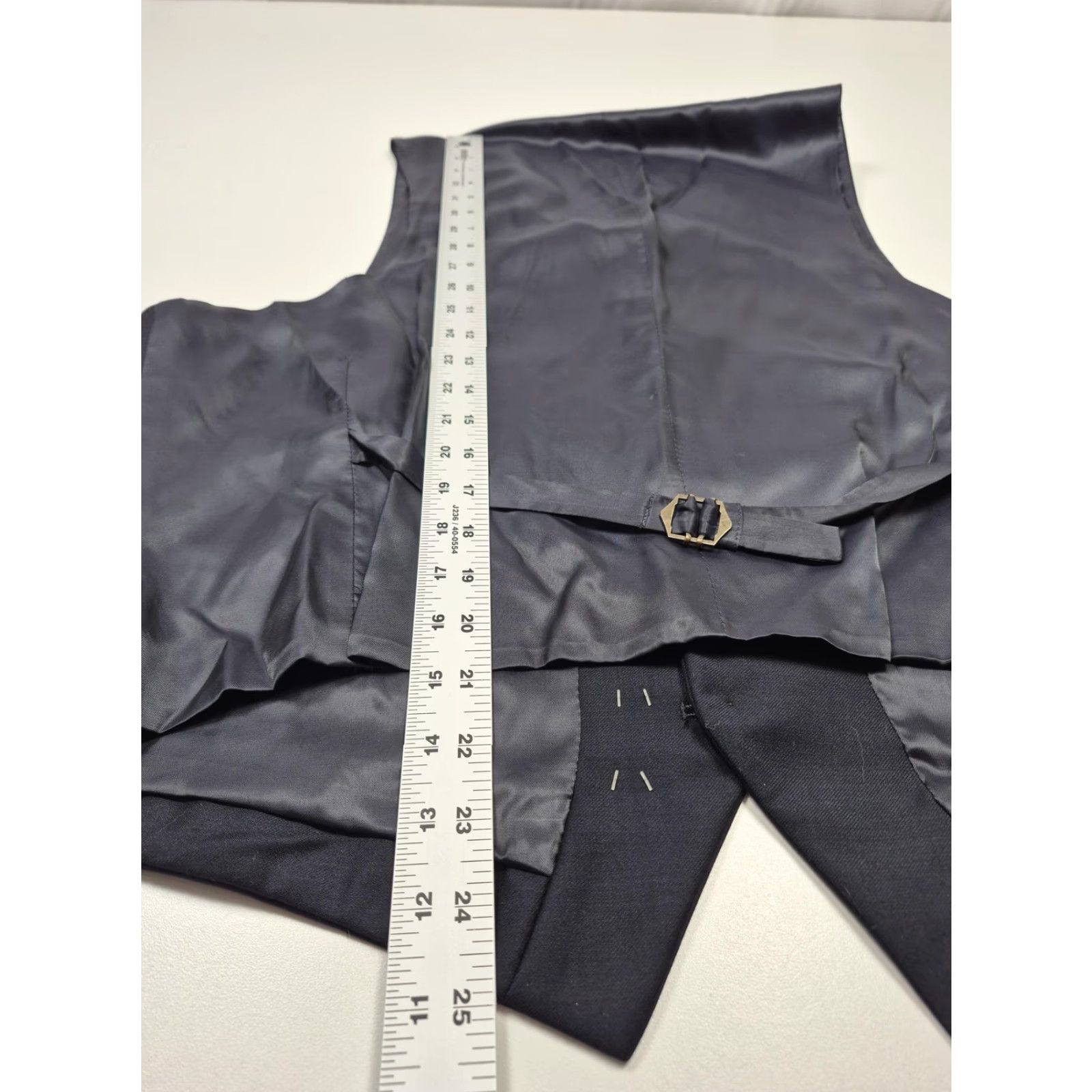 Ralph Lauren VINTAGE Lauren Ralph Lauren Suit Vest Mens 46 Navy Blue 100% Wool Belted NWT Size 46R - 6 Thumbnail
