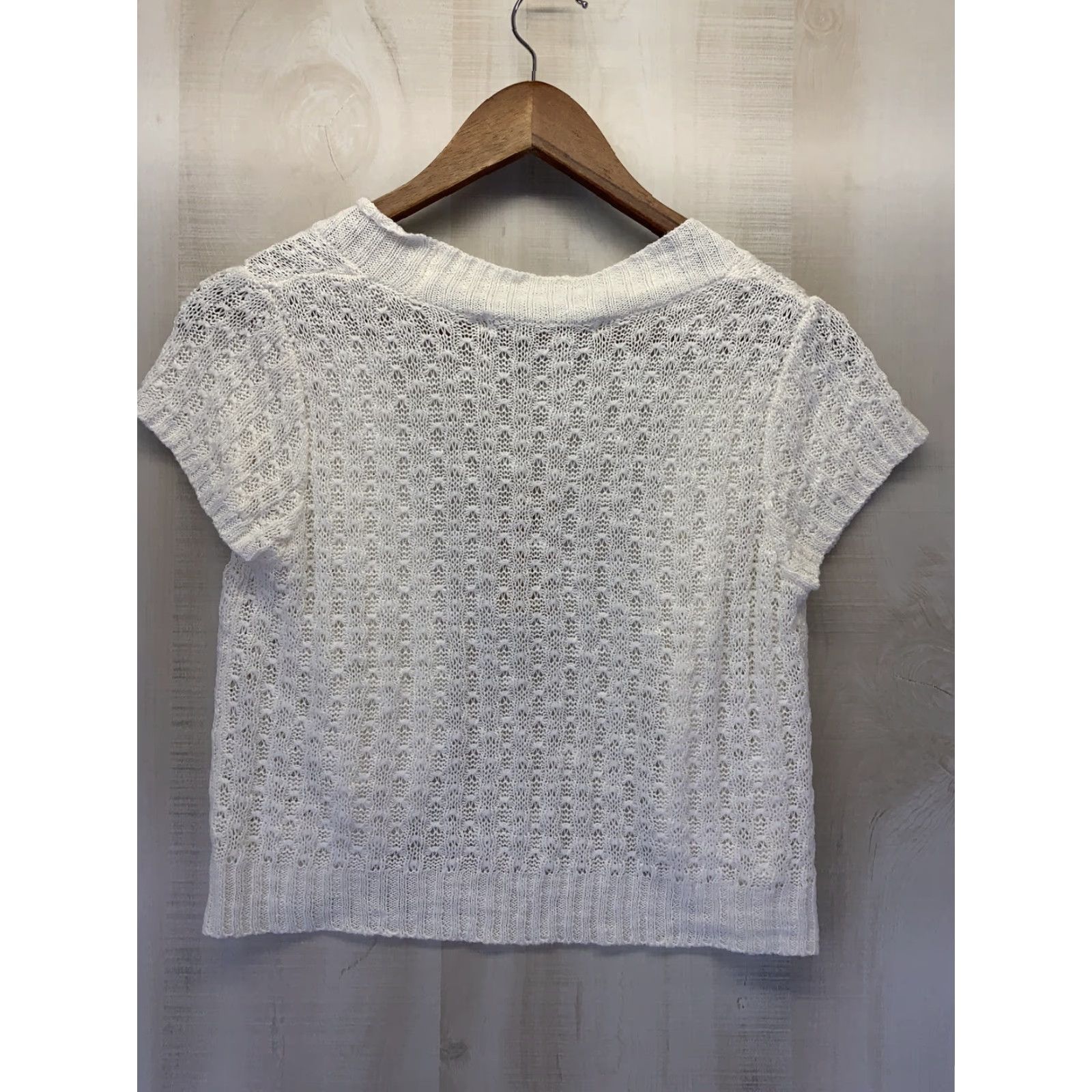 Vintage American Rag Cie Cardigan Womens Ivory Knit Short Sleeve Size S NWT-5519 Size S / US 4 / IT 40 - 3 Thumbnail
