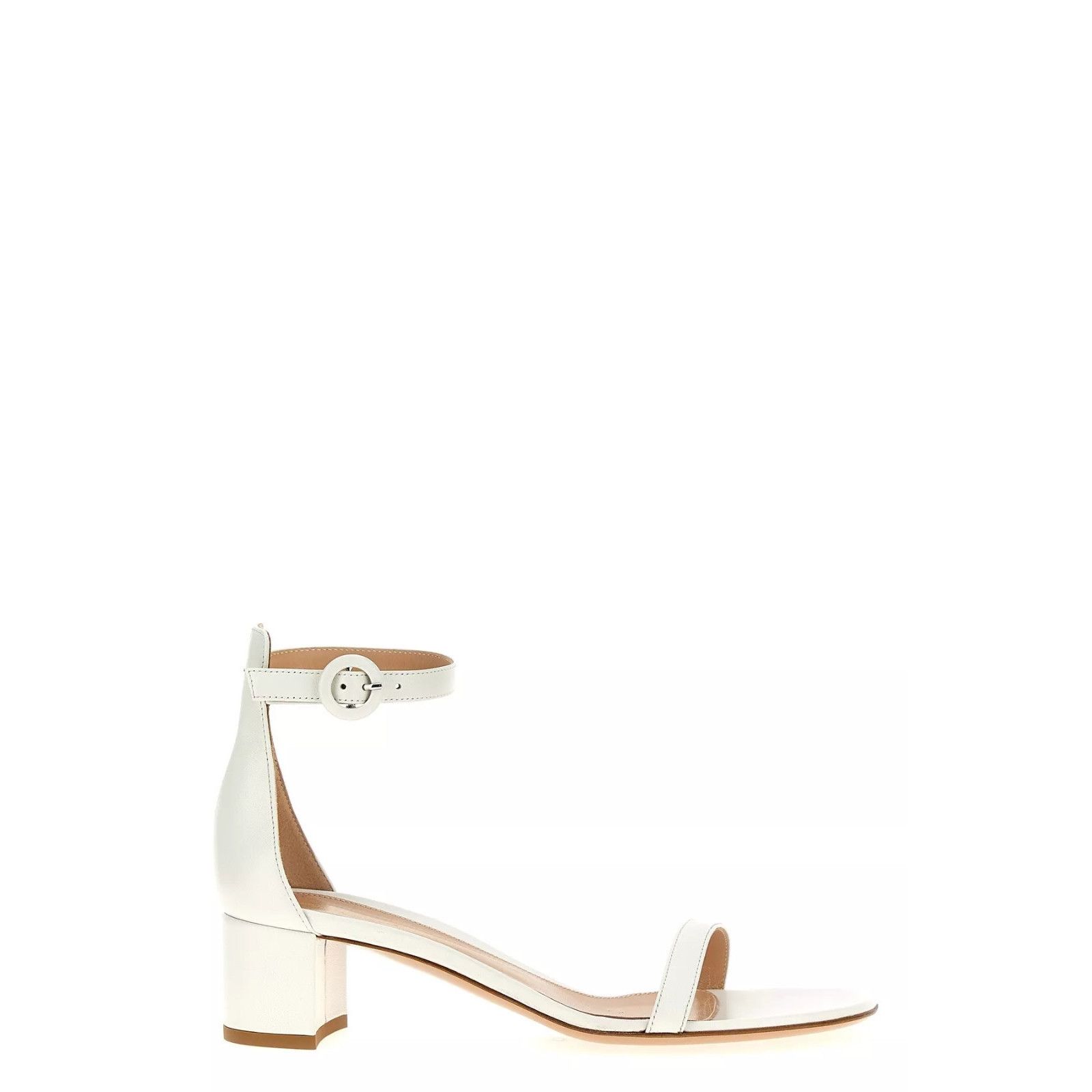 GIANVITO ROSSI Gaeta White Leather 45mm Heel Sandals New/Aut