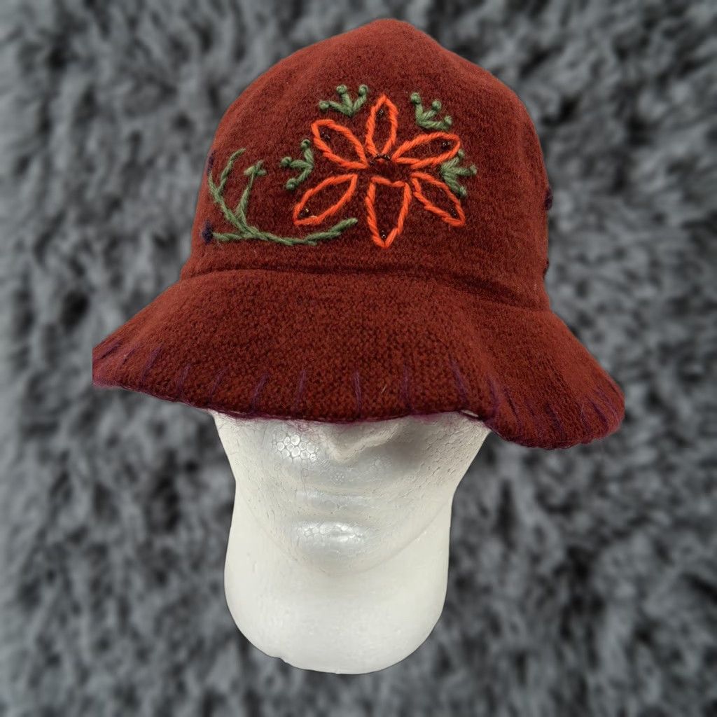 Gap Vtg Gap Wool Blend Bucket Hat Sz Small Medium Floral Embroidered Y2K 90’s Size ONE SIZE - 1 Thumbnail