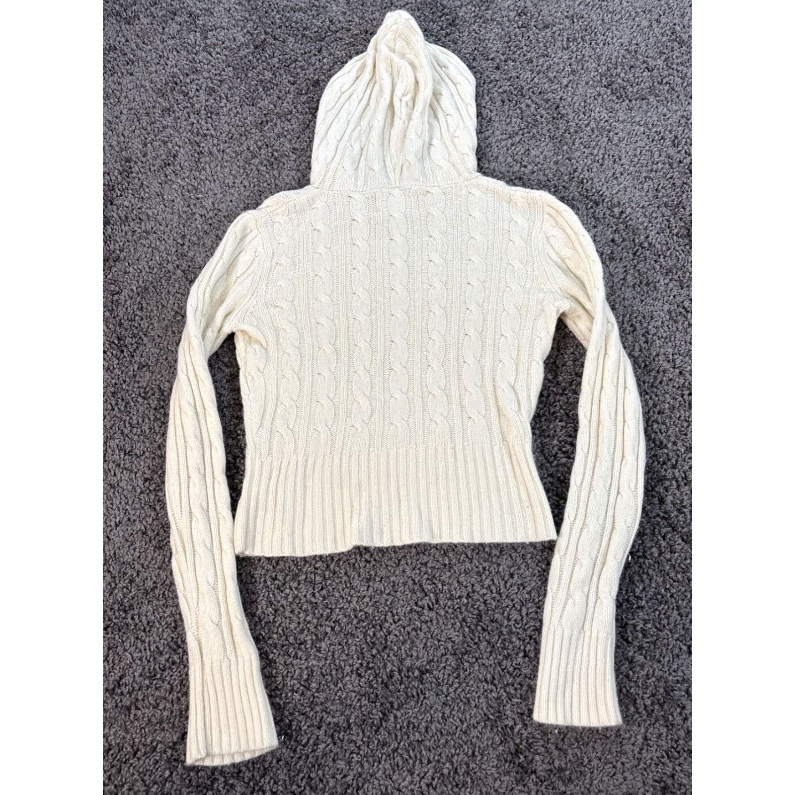 Abercrombie & Fitch VINTAGE Abercrombie & Fitch Sweater Hoodie Cable Knit Crew Neck Ivory Angora L Women 90s Pullover Size L / US 10 / IT 46 - 6 Thumbnail