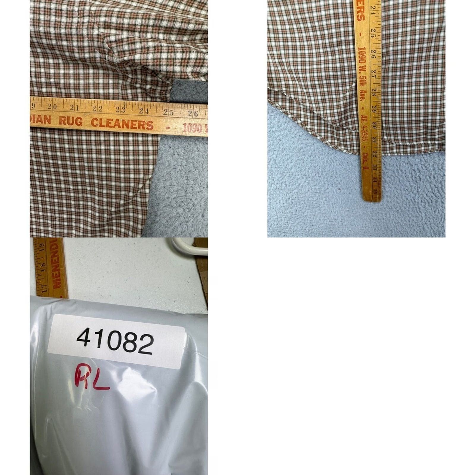 Ralph Lauren VINTAGE Ralph Lauren Shirt Mens Dress Shirt Plaid Button-Down 16 32-33 Tan Yarmouth Pony Size 42R - 8 Thumbnail