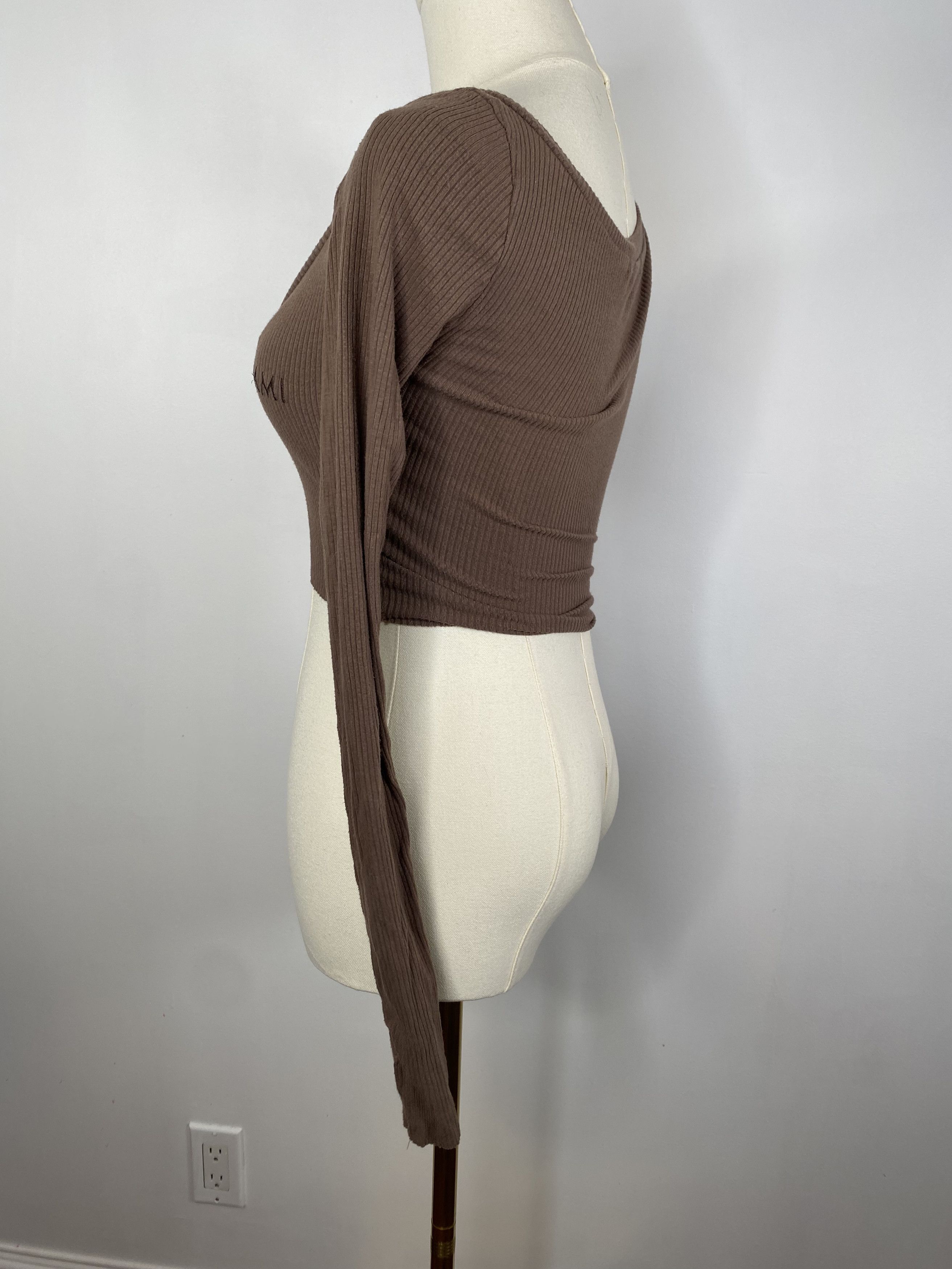 Vintage My Mum Made It - Brown Knit Cropped Cardigan Size XS / US 0-2 / IT 36-38 - 4 Thumbnail