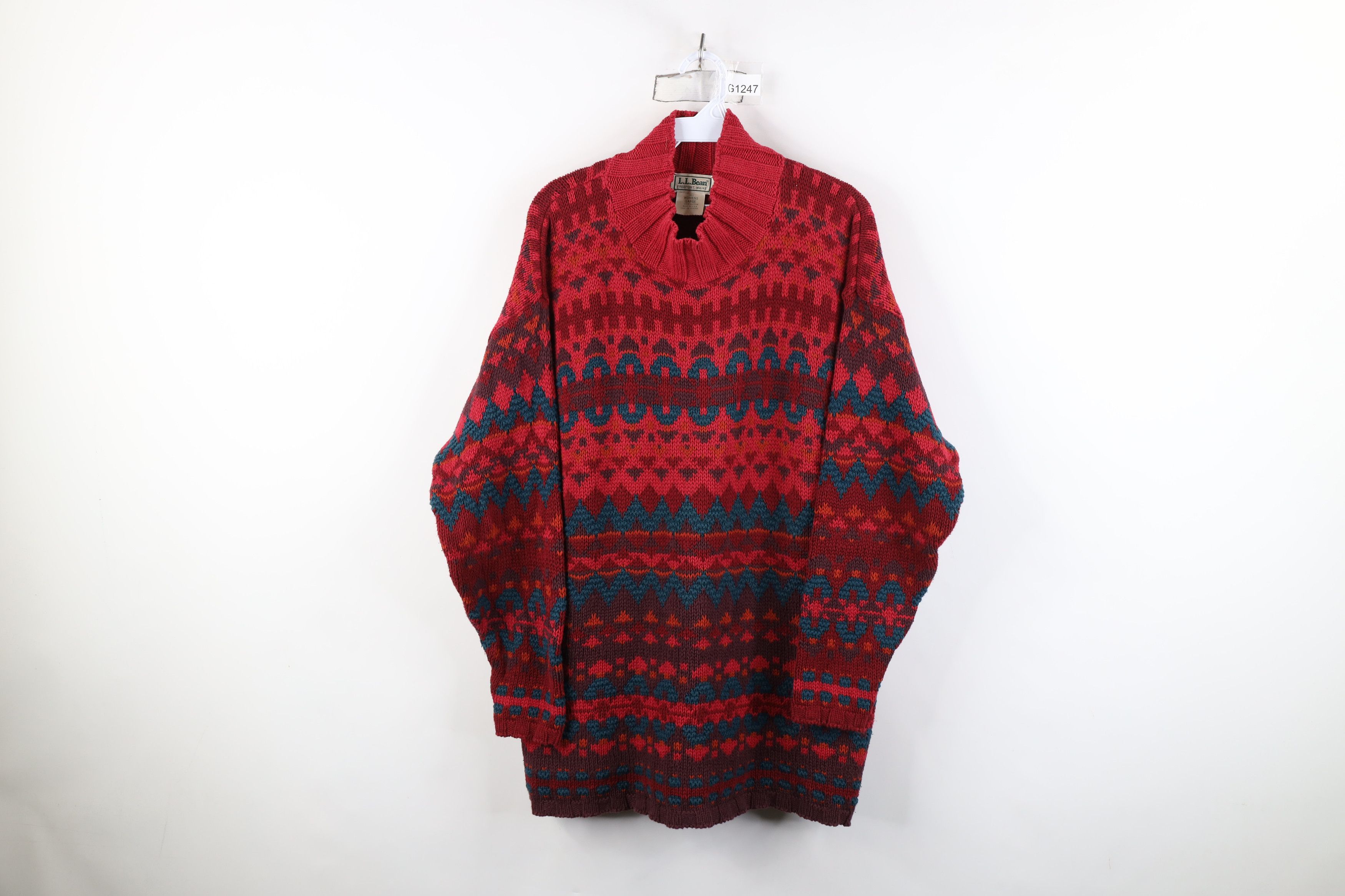 L.L. Bean Vintage 90s LL Bean Southwestern Knit Tunic Sweater USA Size L / US 10 / IT 46 - 1 Thumbnail