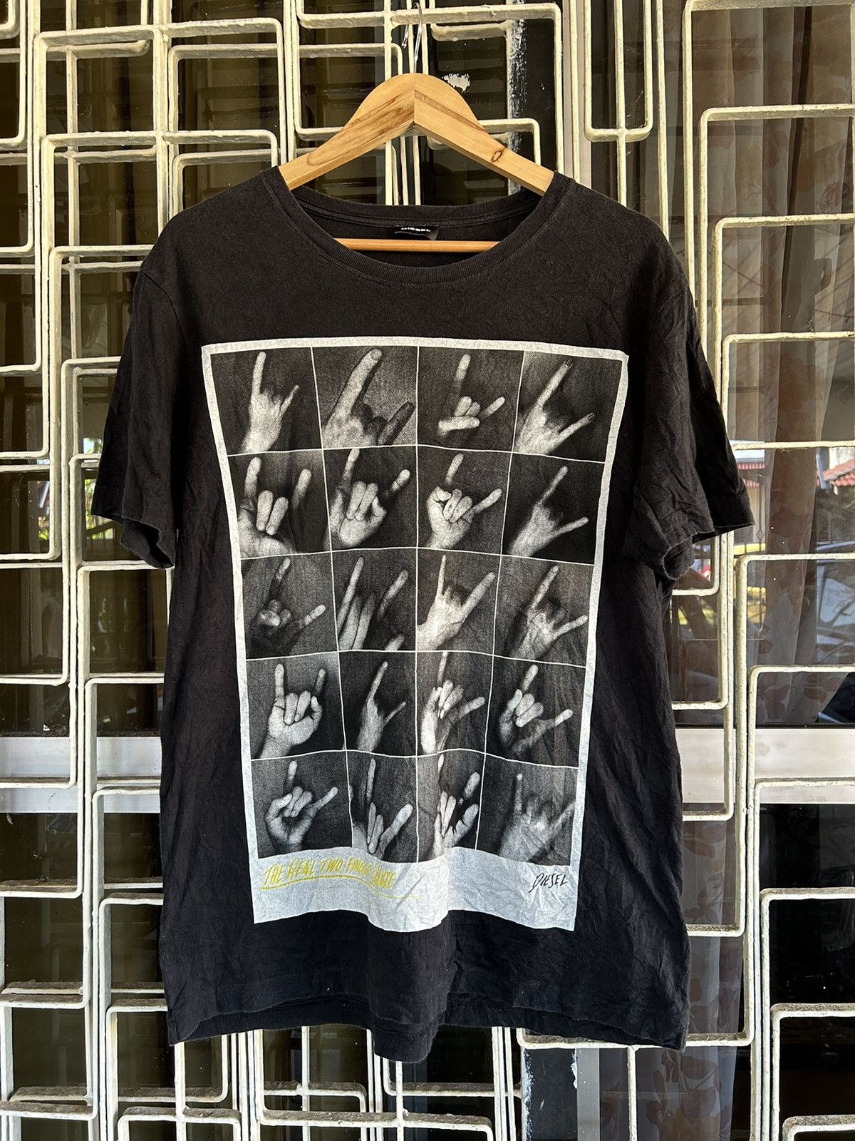 image of Diesel “The Real Two Finger Salute in Black, Men's (Size Medium)