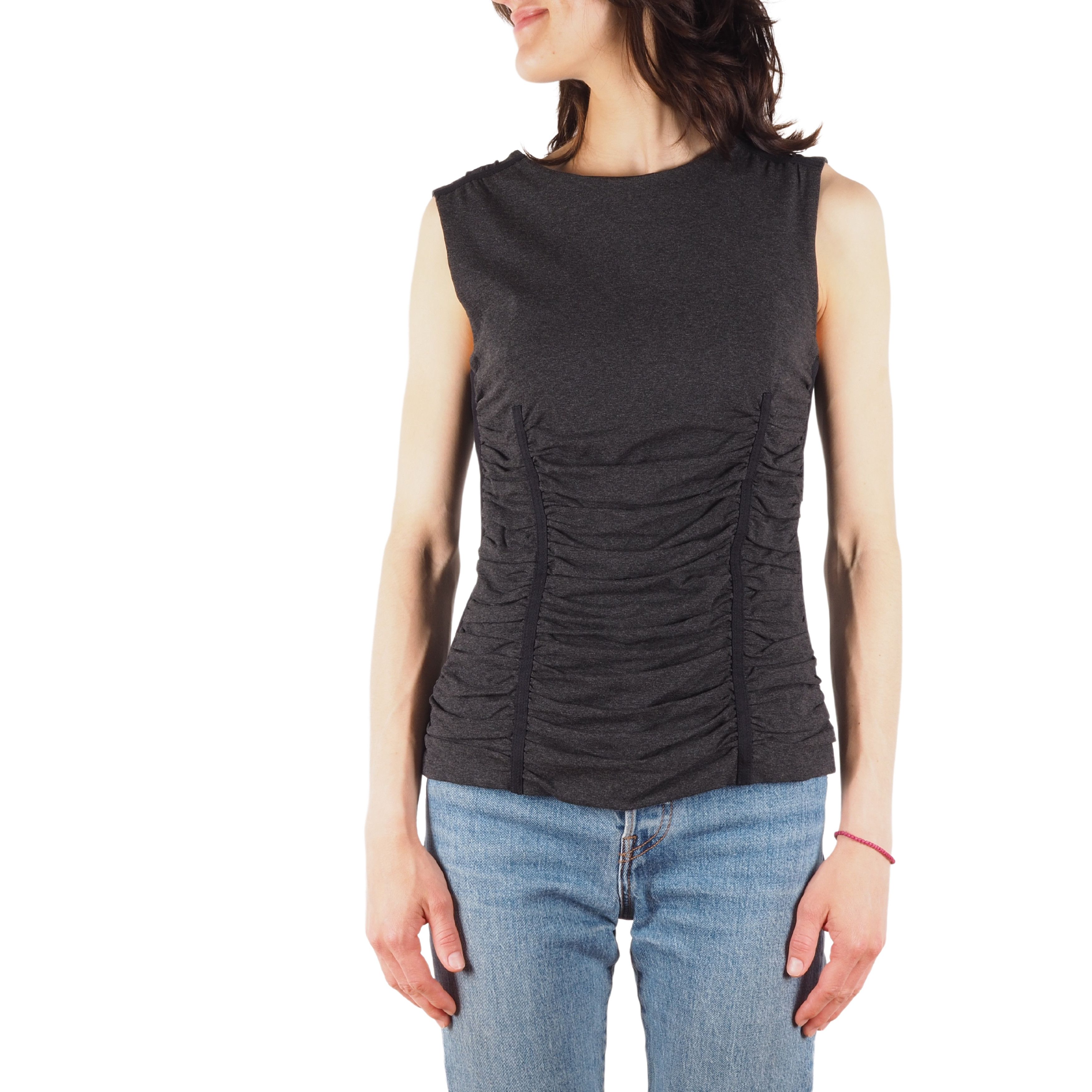 Dolce & Gabbana Dolce&Gabbana Vintage Gray Ruched Corset Style Zip Top Size M / US 6-8 / IT 42-44 - 1 Thumbnail