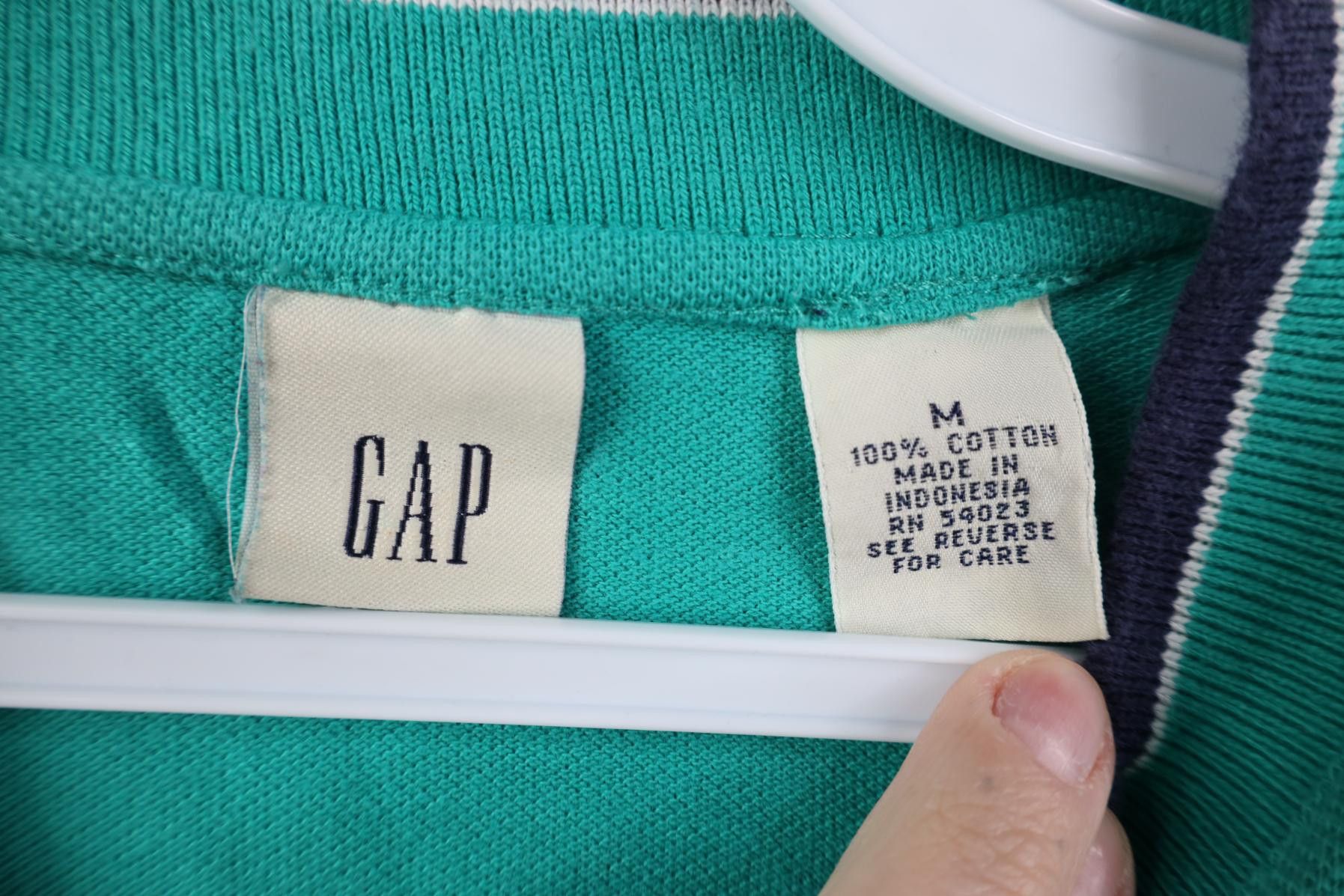 Gap Vintage 90s Gap Blank Pique Cotton Knit V-Neck T-Shirt Teal Size US M / EU 48-50 / 2 - 7 Thumbnail