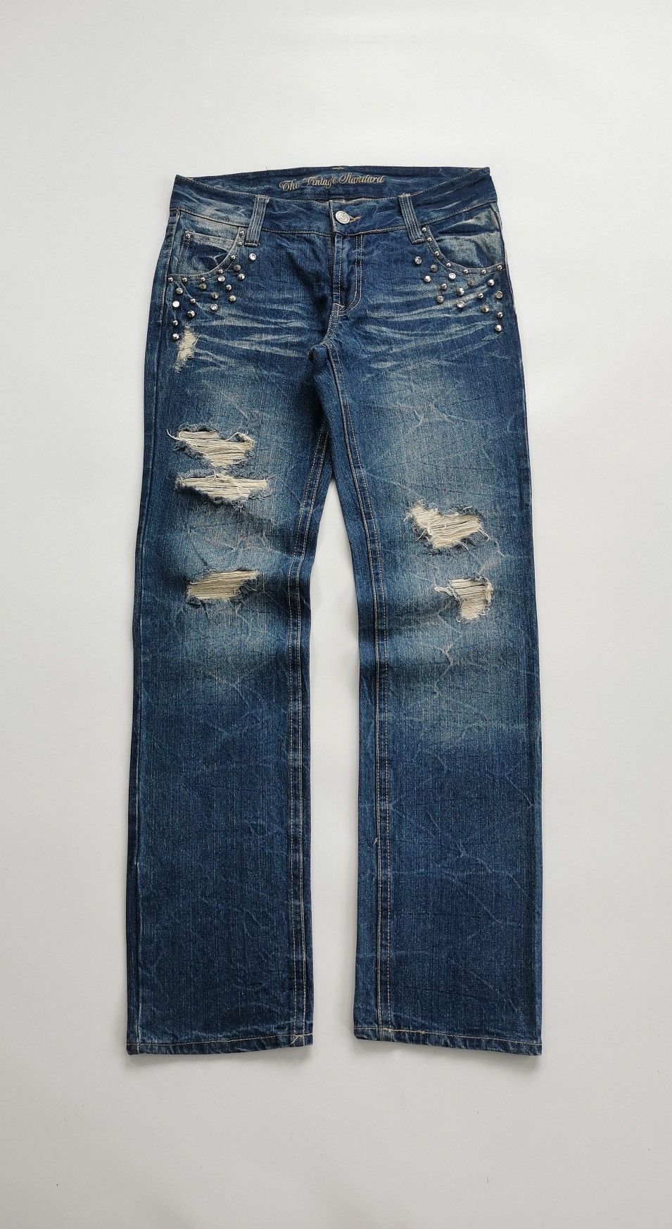 Japanese Brand The Vintage Standard Studded Distressed Jeans ERD Grunge Size US 32 / EU 48 - 4 Thumbnail