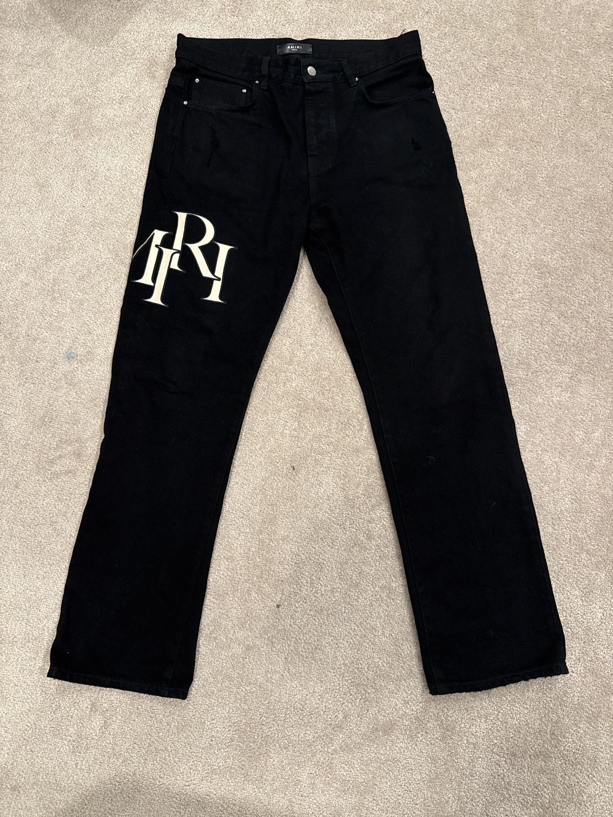Amiri Amiri Black Staggered Straight Jeans Size US 32 / EU 48 - 1 Thumbnail