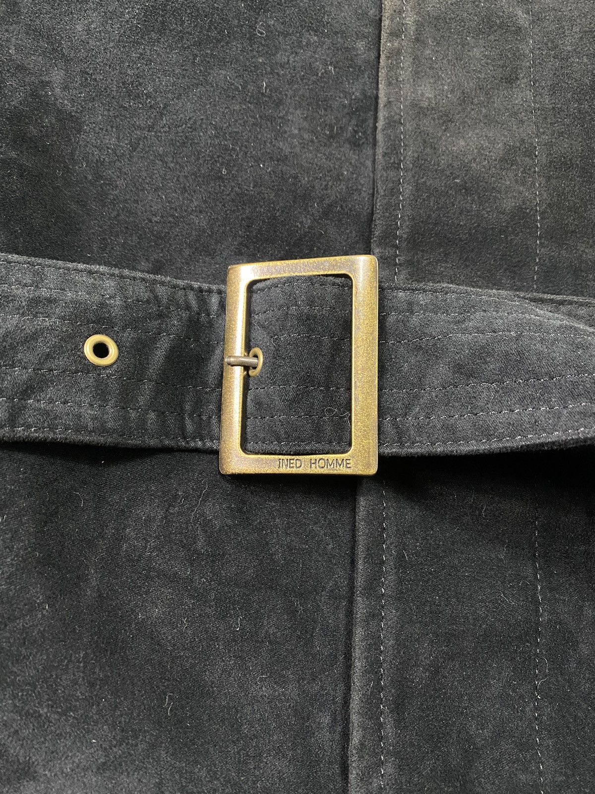Japanese Brand Ined Homme By Yohji Yamamoto Belted Moleskin Coat Size US M / EU 48-50 / 2 - 9 Thumbnail