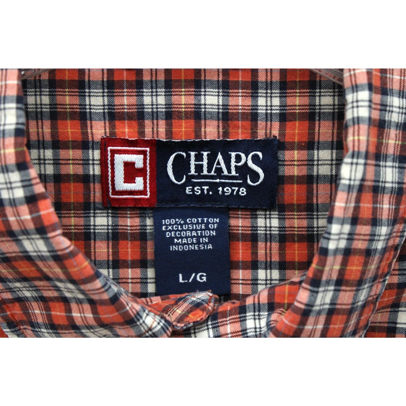 Chaps Chaps Long Sleeve Shirt Men's Large Orange Plaid Cotton Button Down Casual Shirt Size US L / EU 52-54 / 3 - 3 Thumbnail
