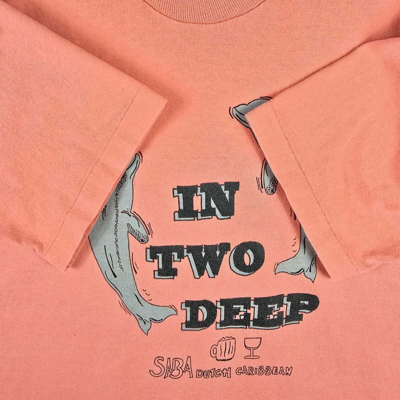 Fruit Of The Loom Vintage Dolphins In Two Deep Shirt XL Saba Dutch Caribbean Size US XL / EU 56 / 4 - 6 Thumbnail