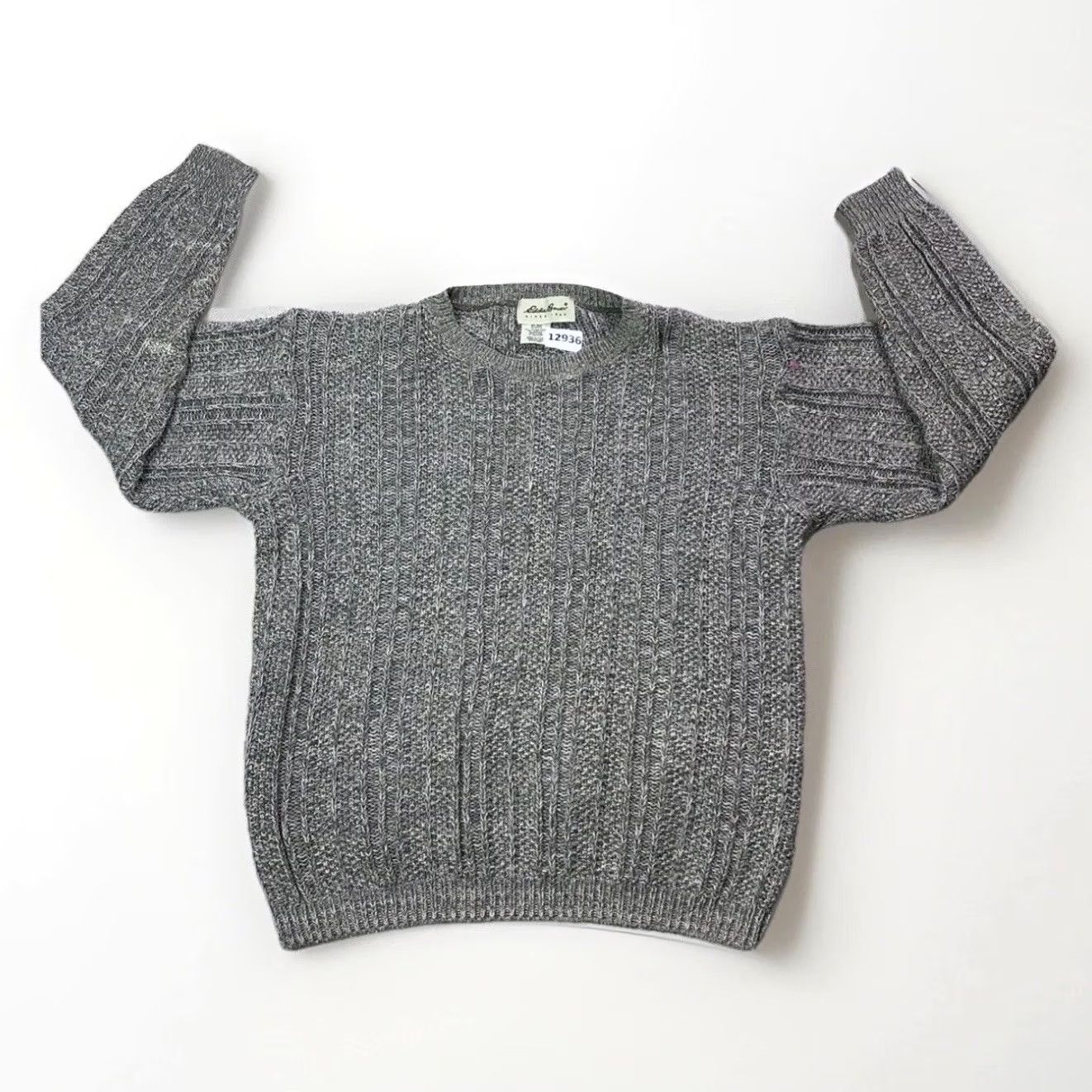 Eddie Bauer VINTAGE Eddie Bauer Sweater Women's Medium Silk Cotton Blend Chunky-Knit Crew Neck Gray USA 90s Pullover Mens Womens? Size M / US 6-8 / IT 42-44 - 2 Thumbnail
